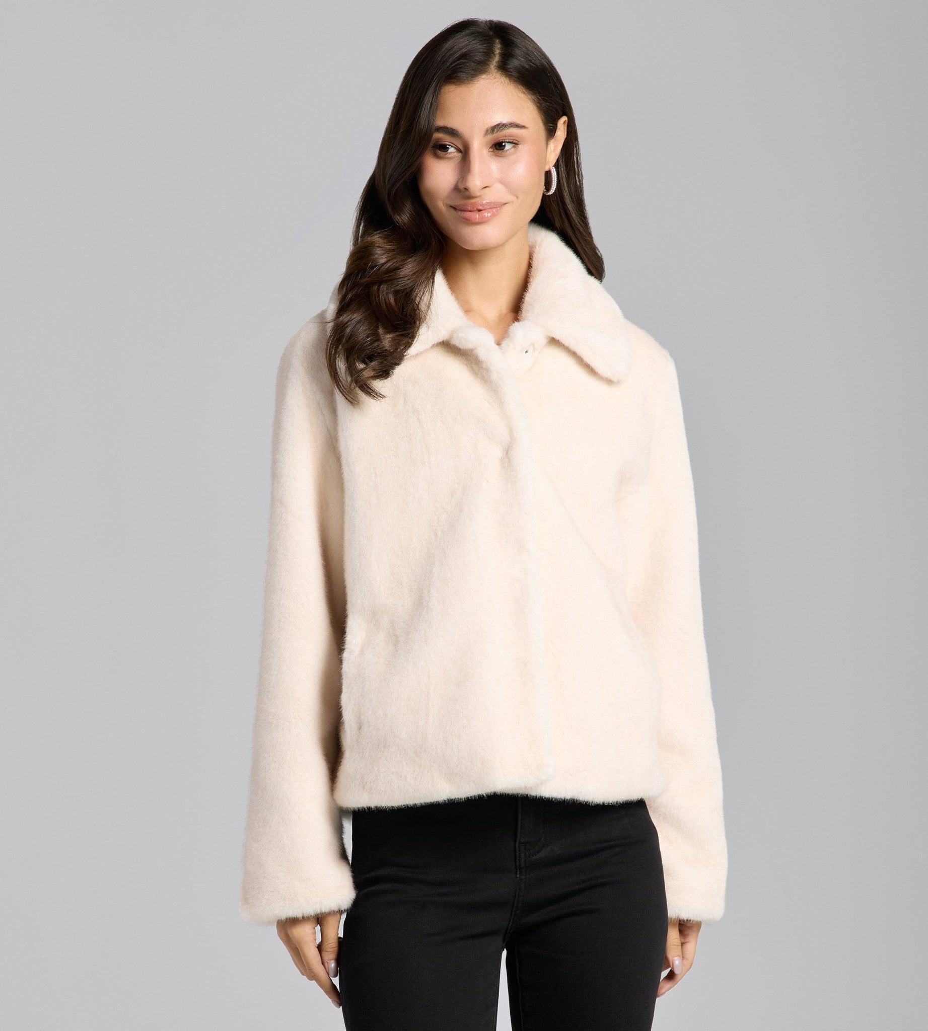 White Faux Mink Fur Jacket - shopaleena