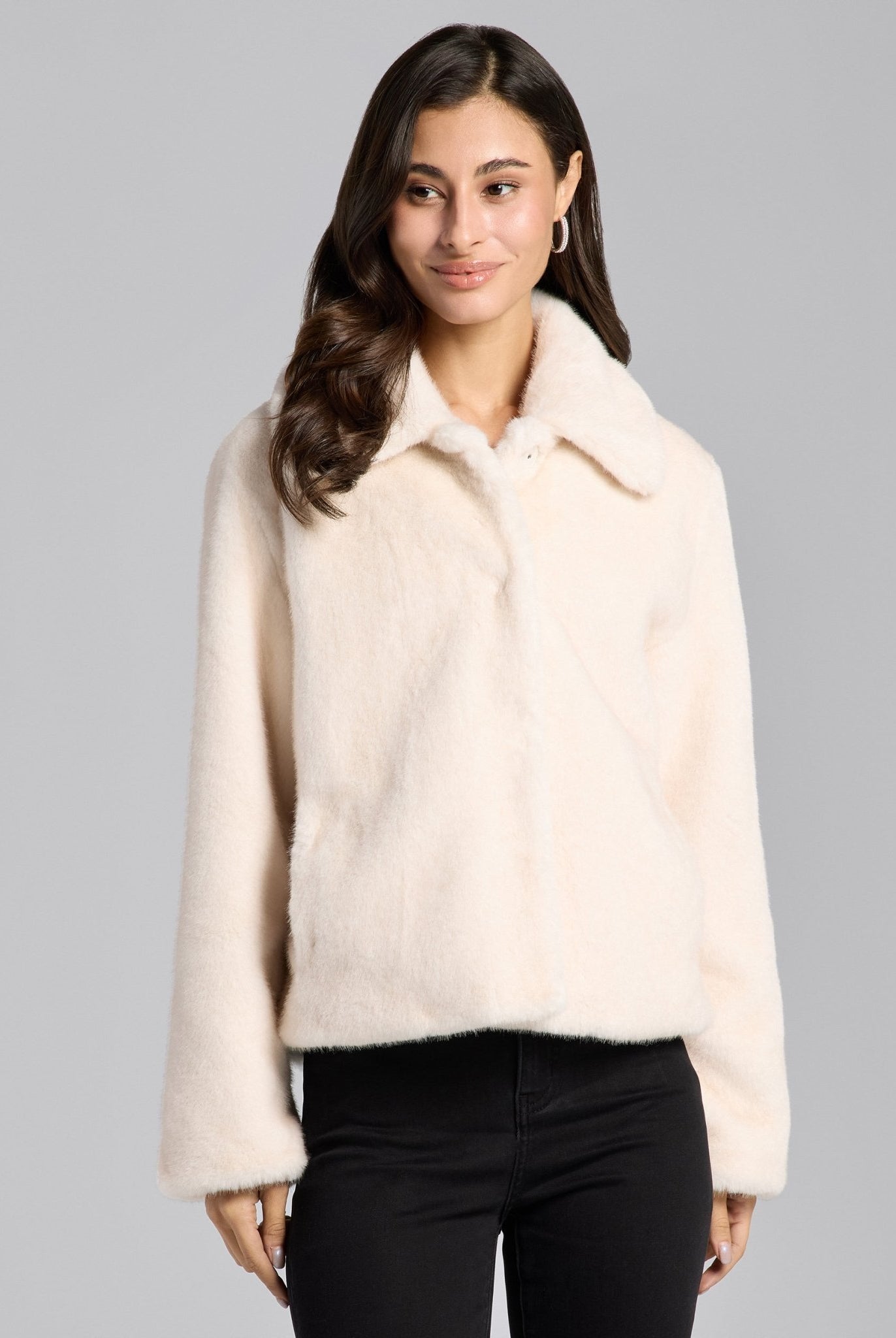 White Faux Mink Fur Jacket - shopaleena