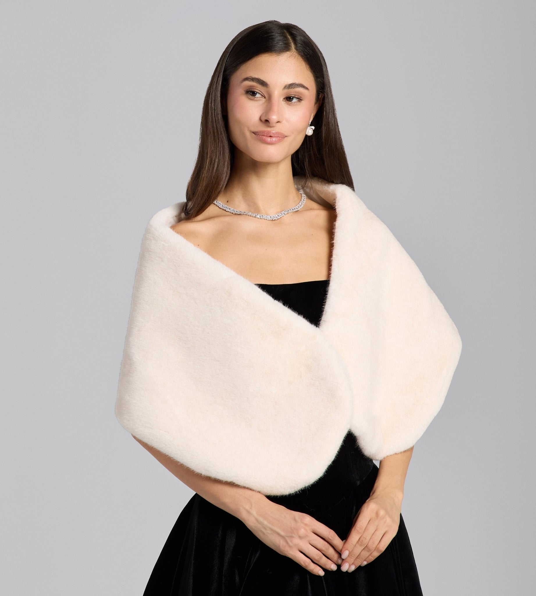 White Faux Mink Fur Shawl - shopaleena
