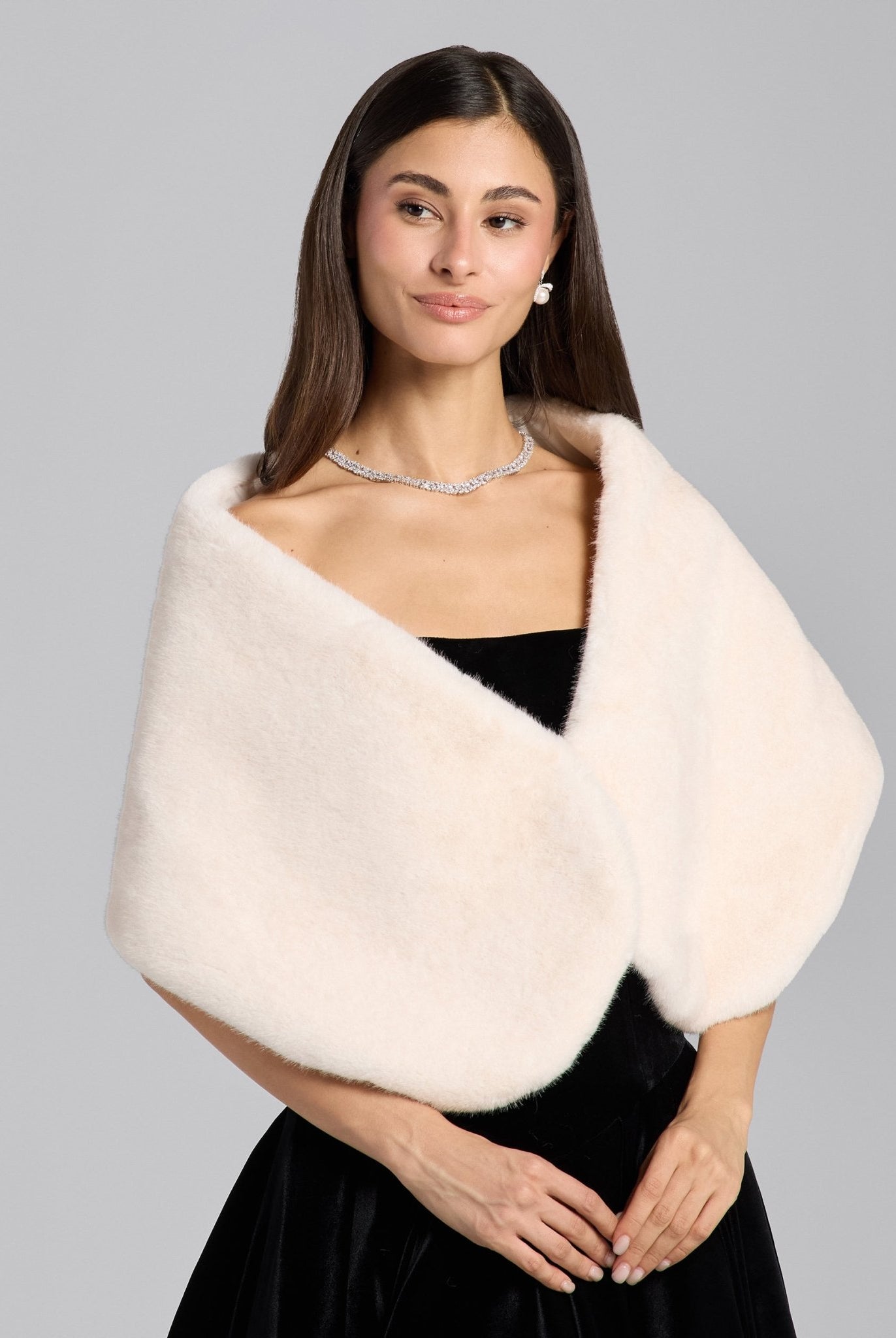 White Faux Mink Fur Shawl - shopaleena