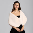 White Faux Mink Fur Shawl - shopaleena