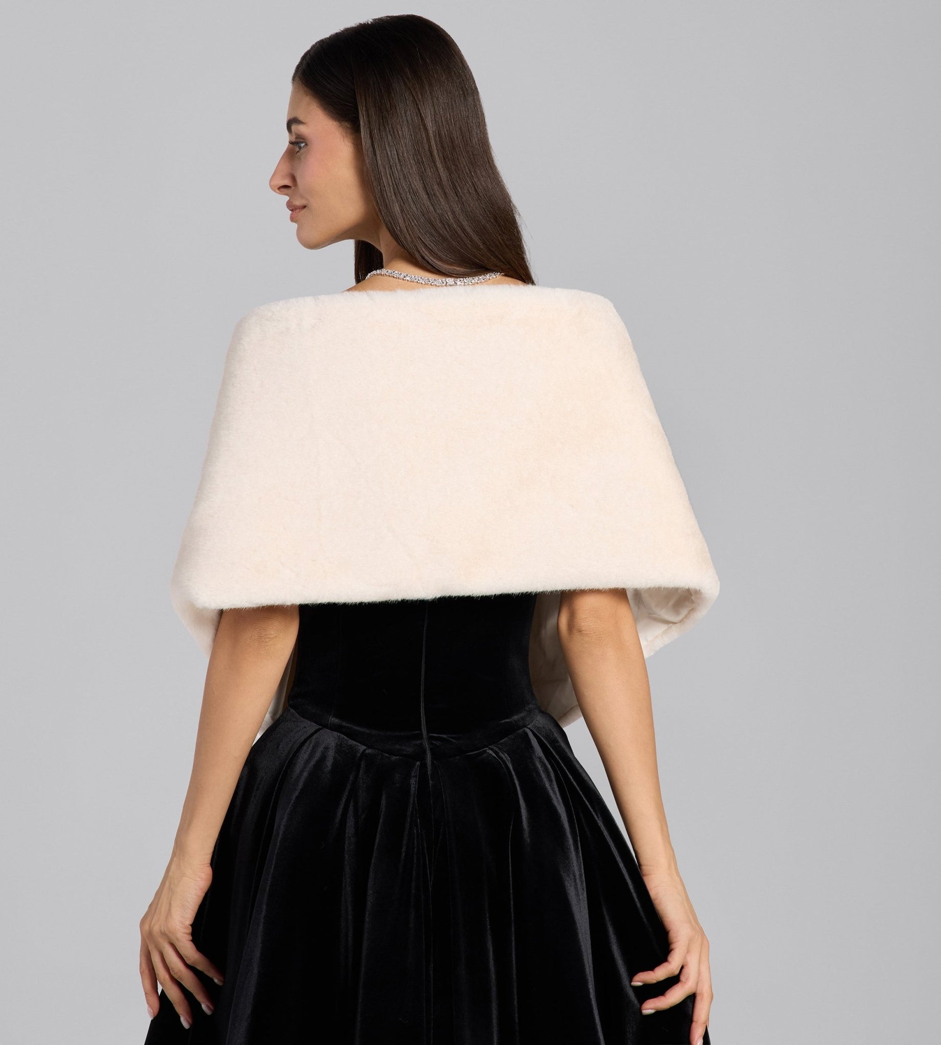 White Faux Mink Fur Shawl - shopaleena