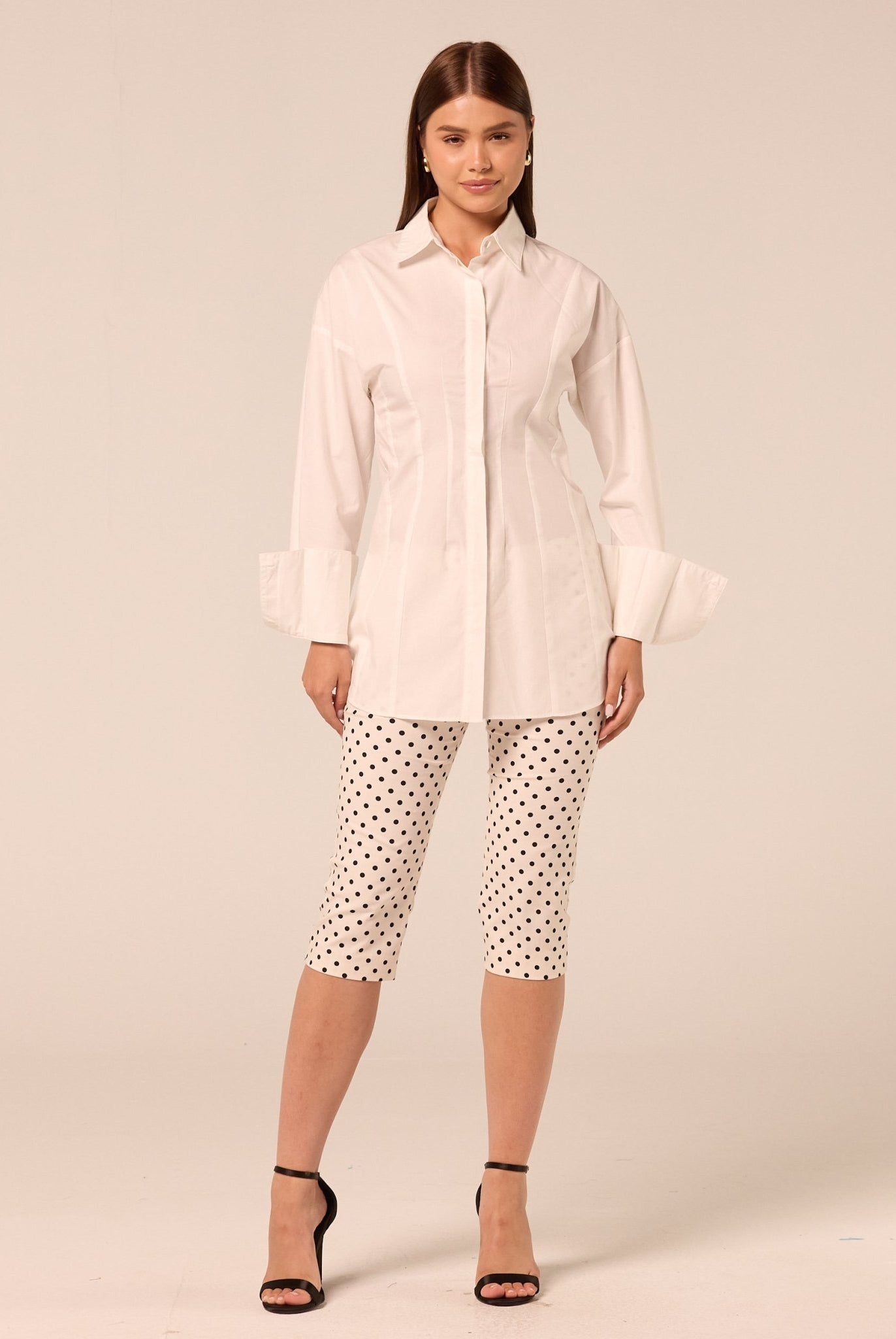 White Fitted Waist Poplin Shirt - shopaleena