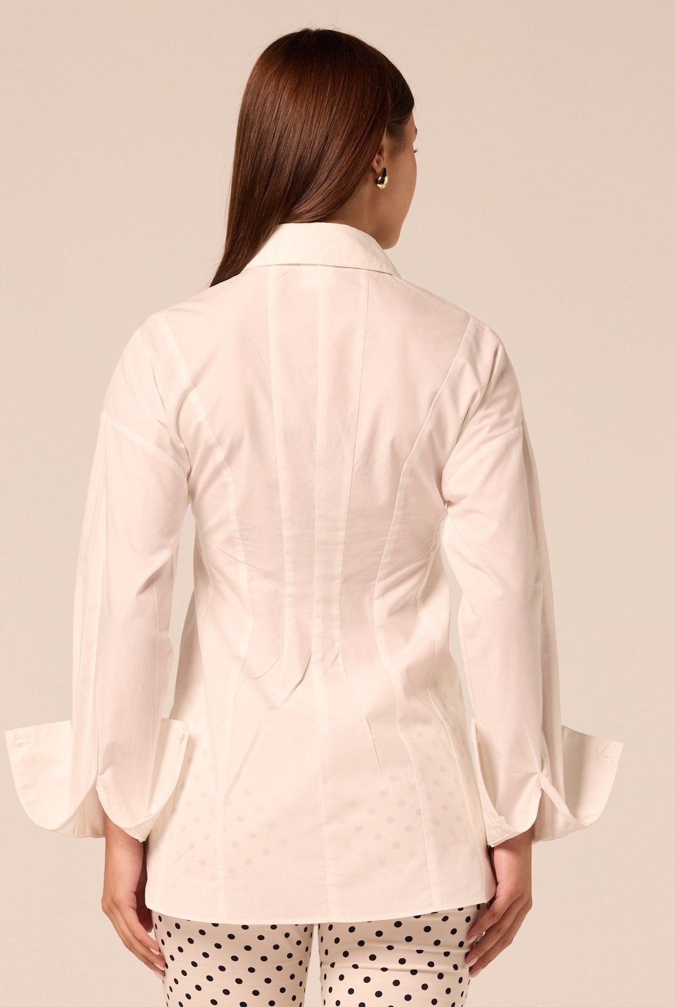 White Fitted Waist Poplin Shirt - shopaleena