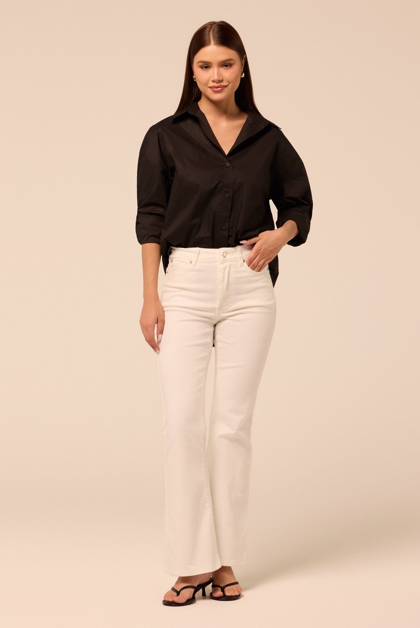 White Flare Jeans - shopaleena