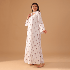 White Fully Embroidered Long Sleeve Kaftan - shopaleena
