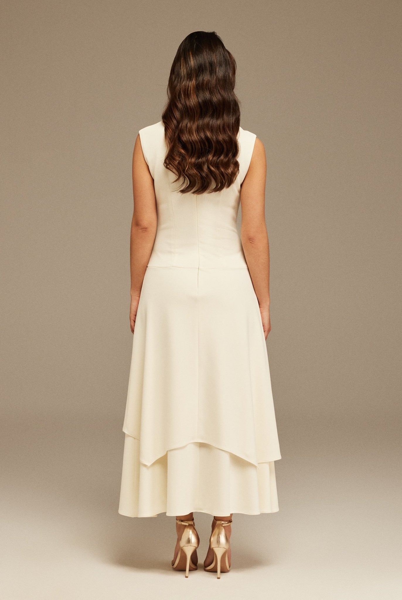 White Gathered Top Midi Dress With Tassels - shopaleena