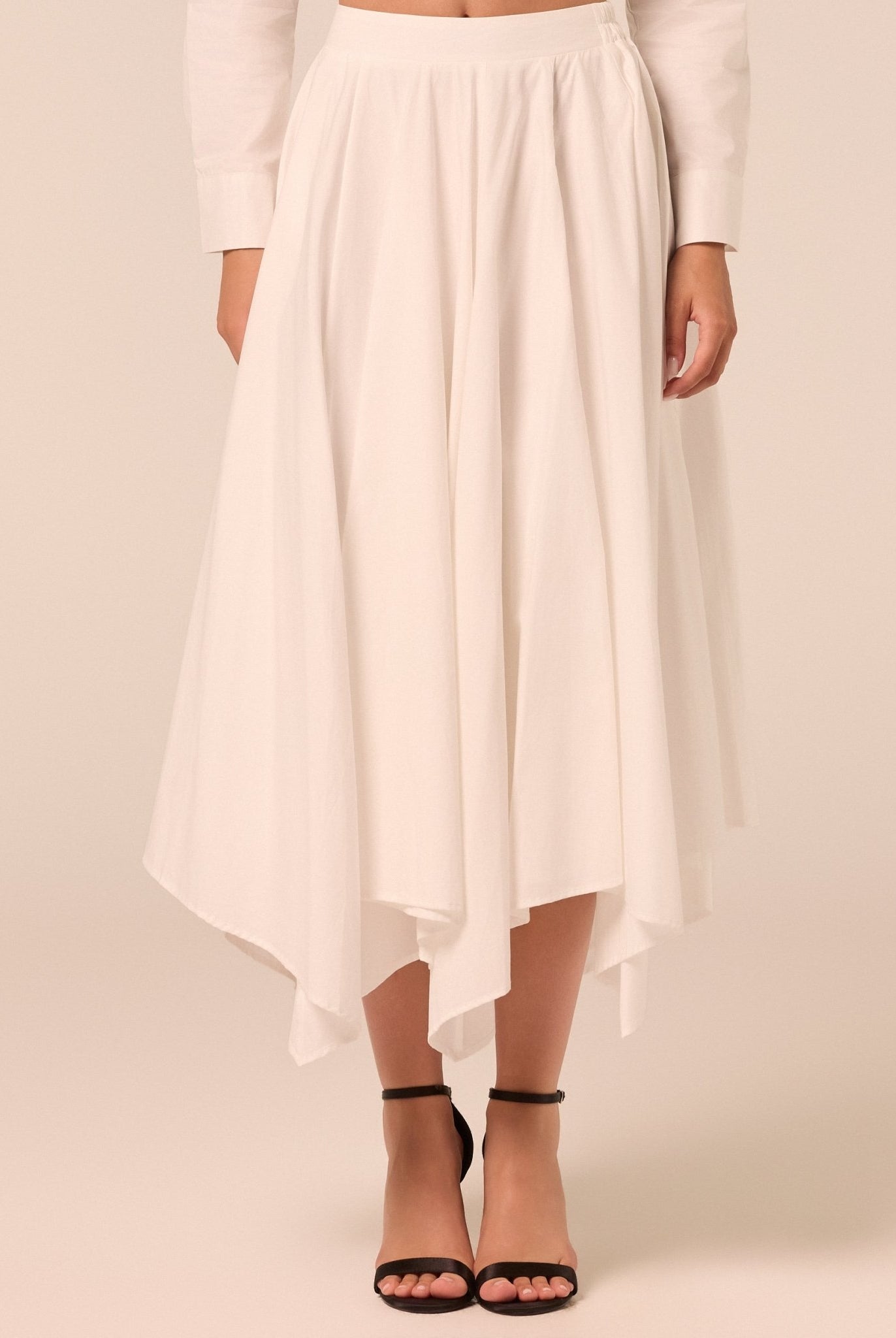 White Handkerchief Hem Cotton Set - shopaleena