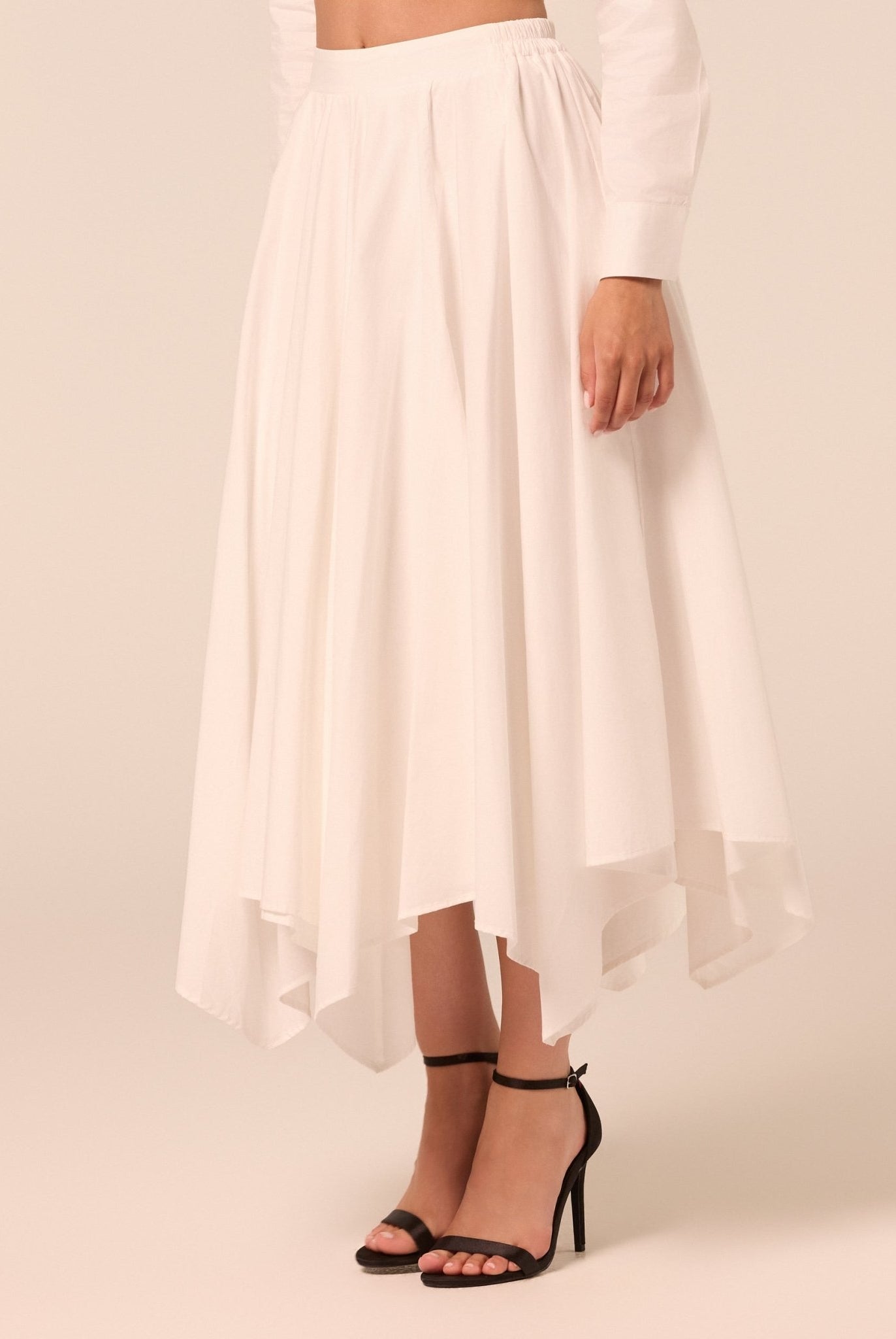 White Handkerchief Hem Cotton Set - shopaleena