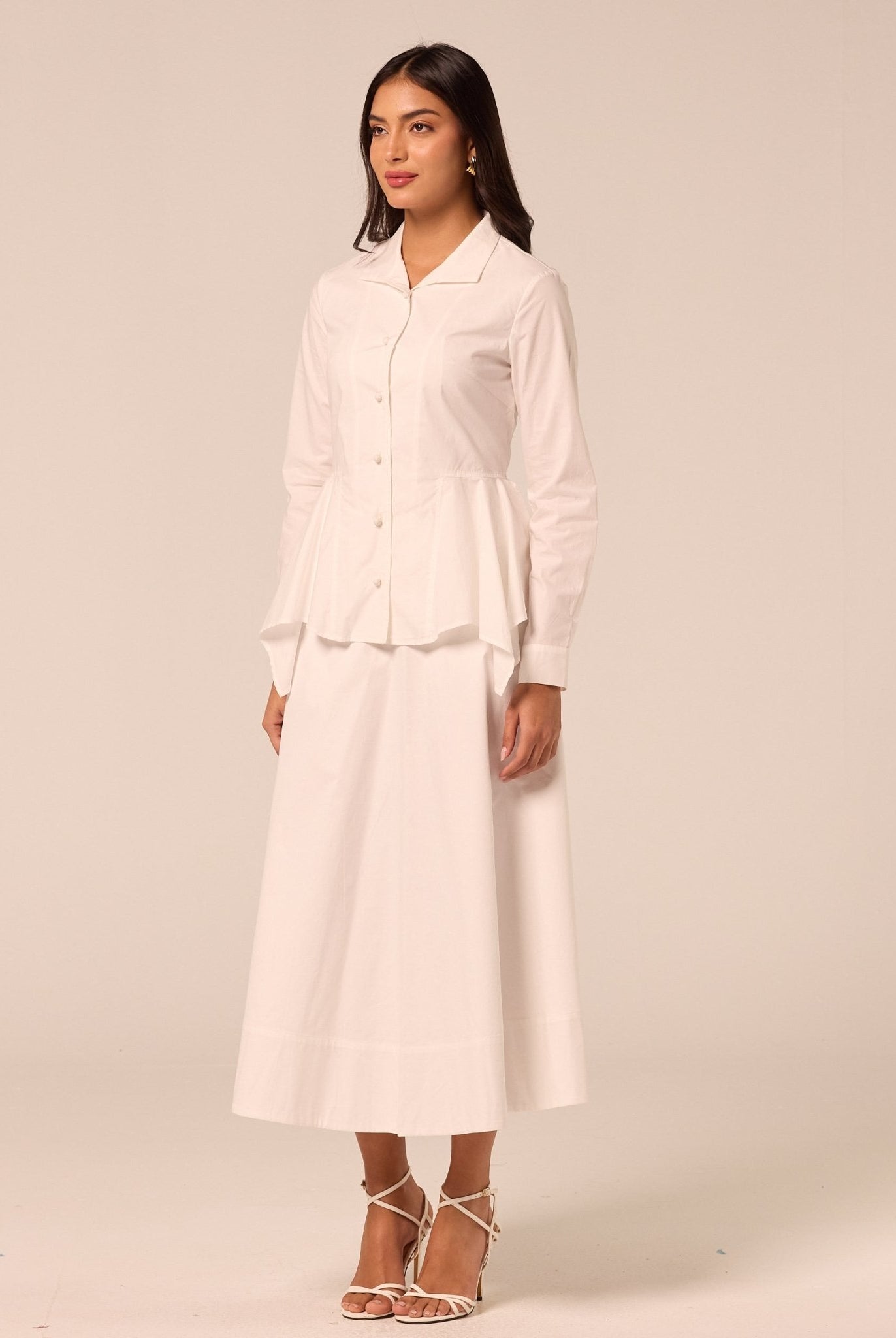 White Handkerchief Hem Cotton Set - shopaleena