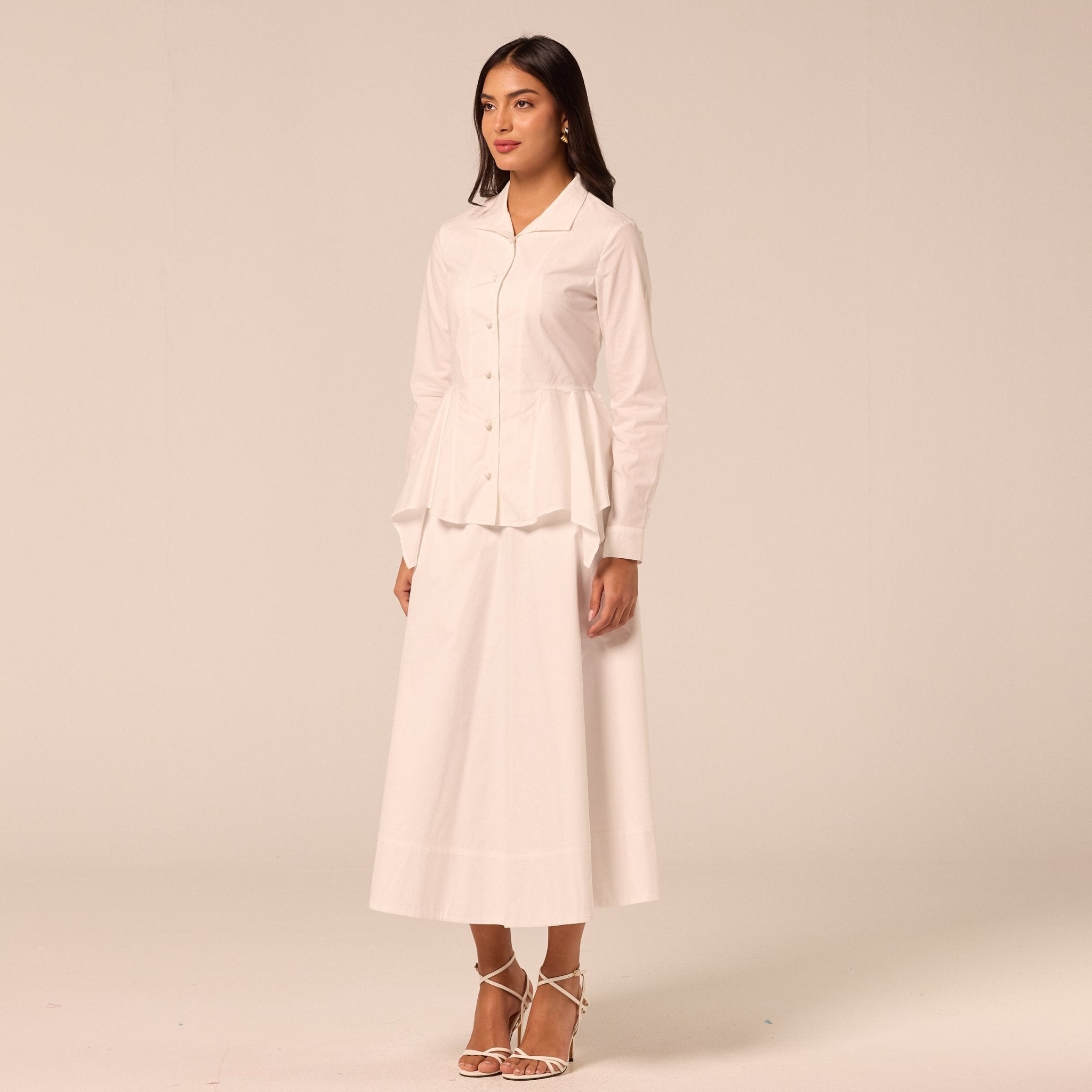 White Handkerchief Hem Cotton Set - shopaleena