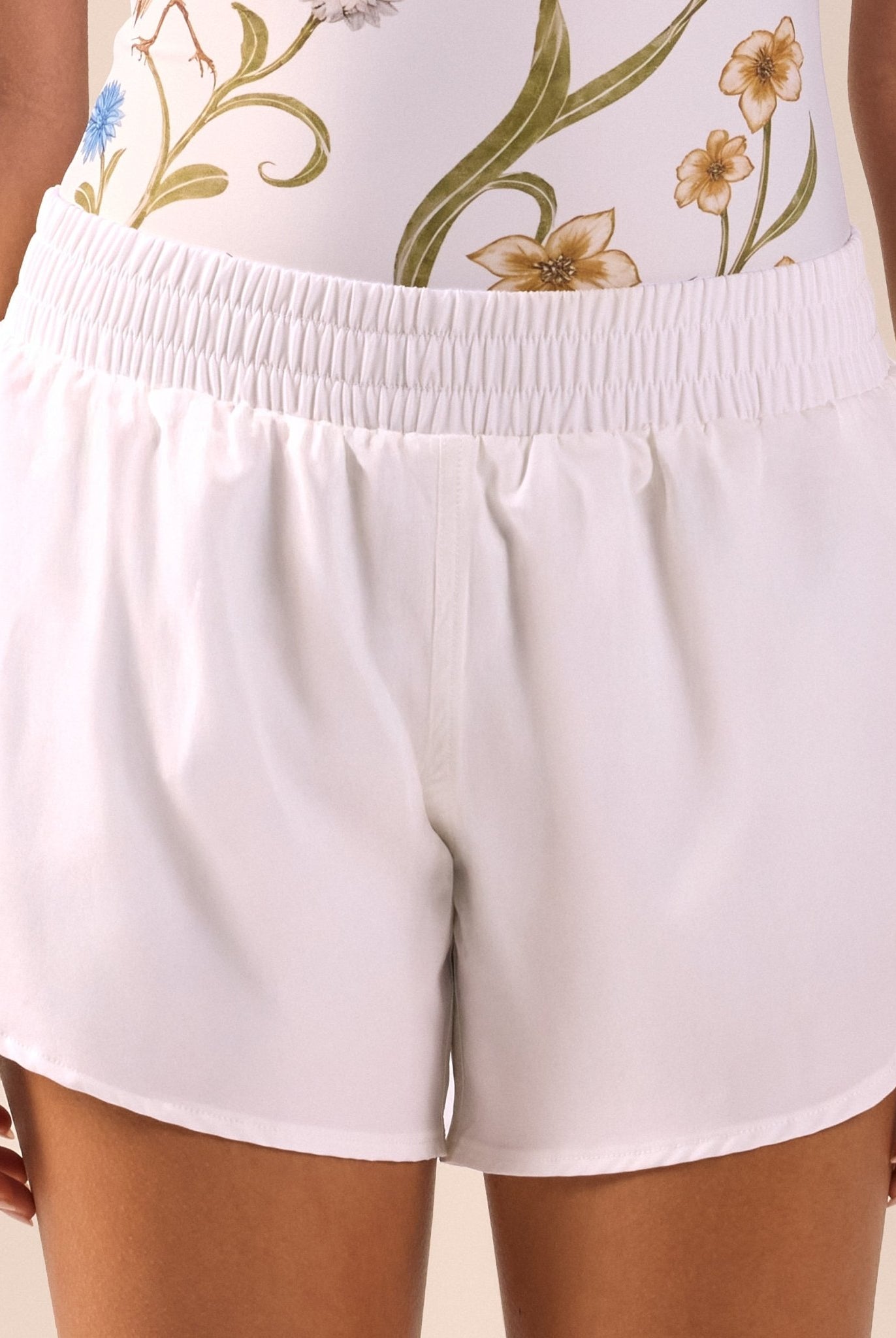 White High Waist Swim Shorts - shopaleena