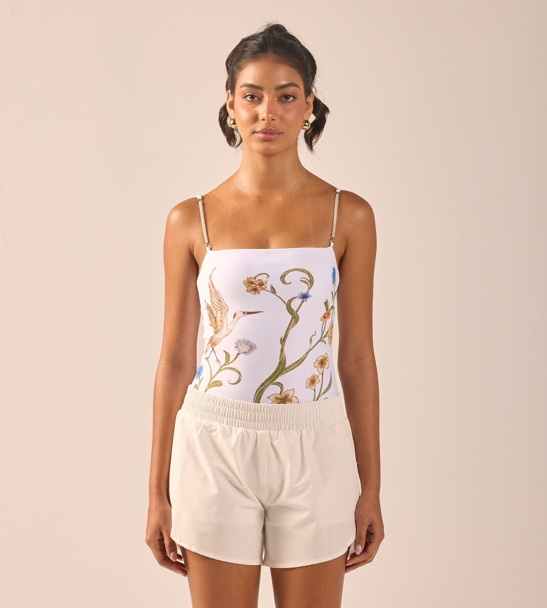 White High Waist Swim Shorts - shopaleena