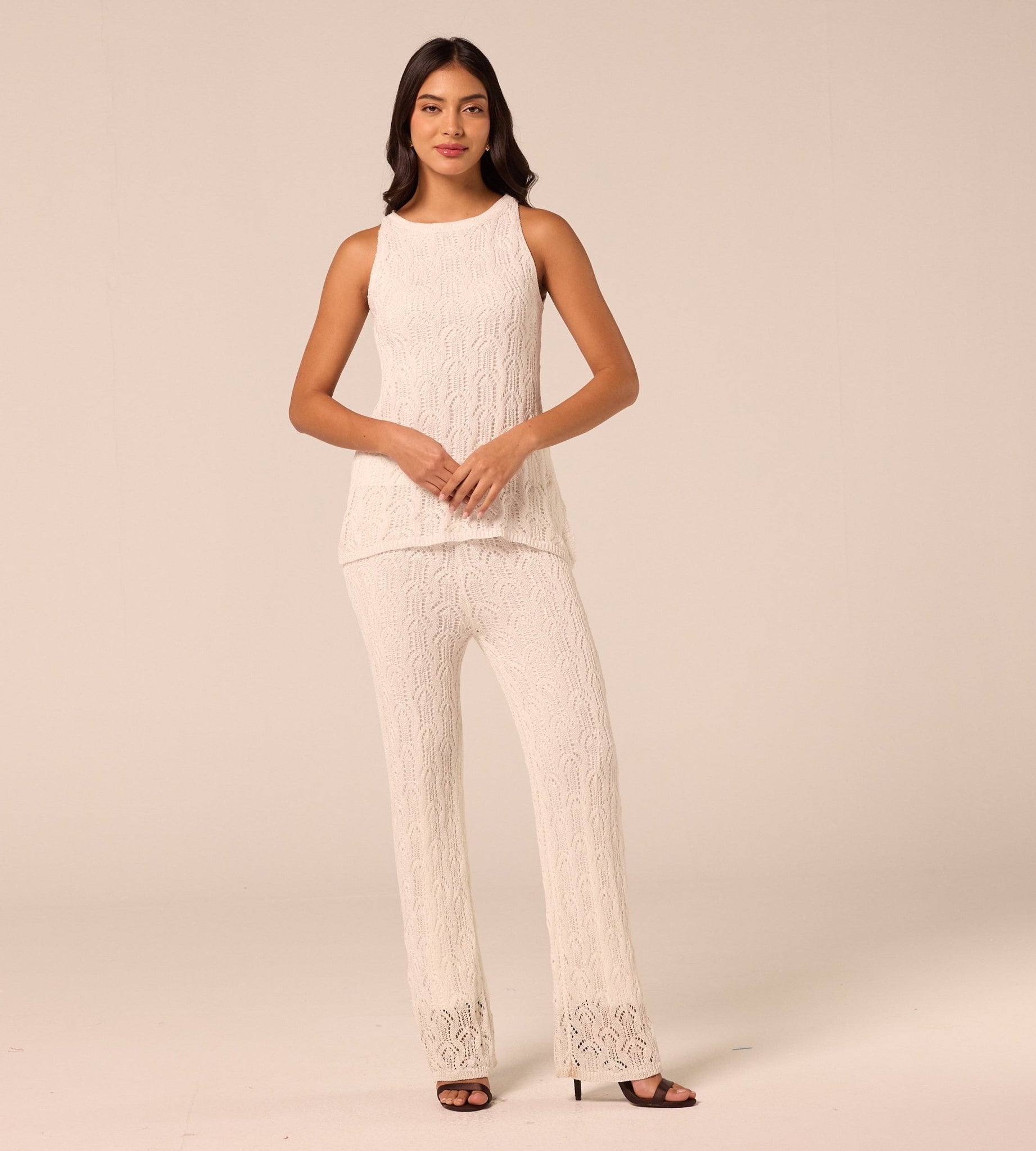 White Knit Flare Pants - shopaleena