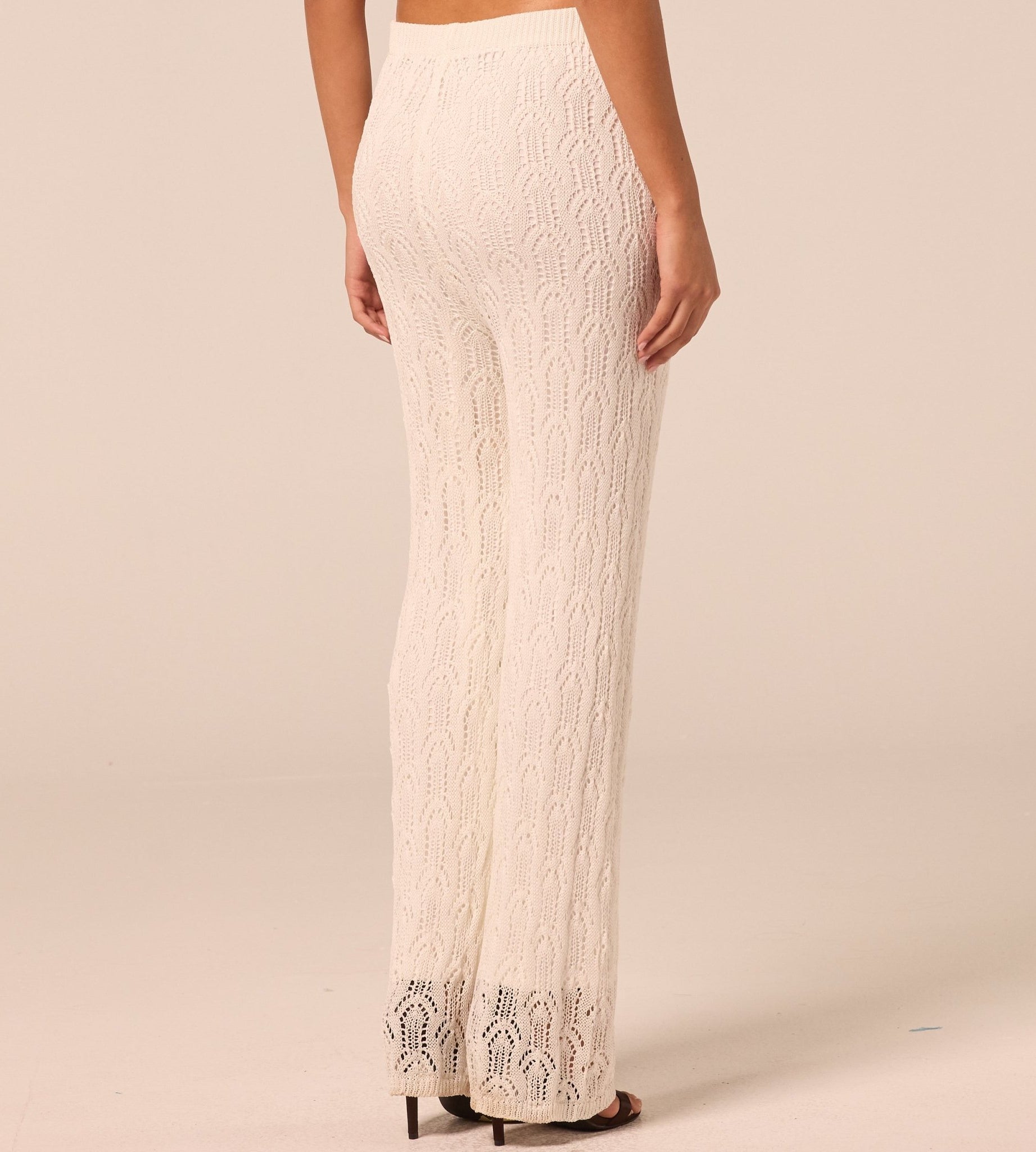 White Knit Flare Pants - shopaleena