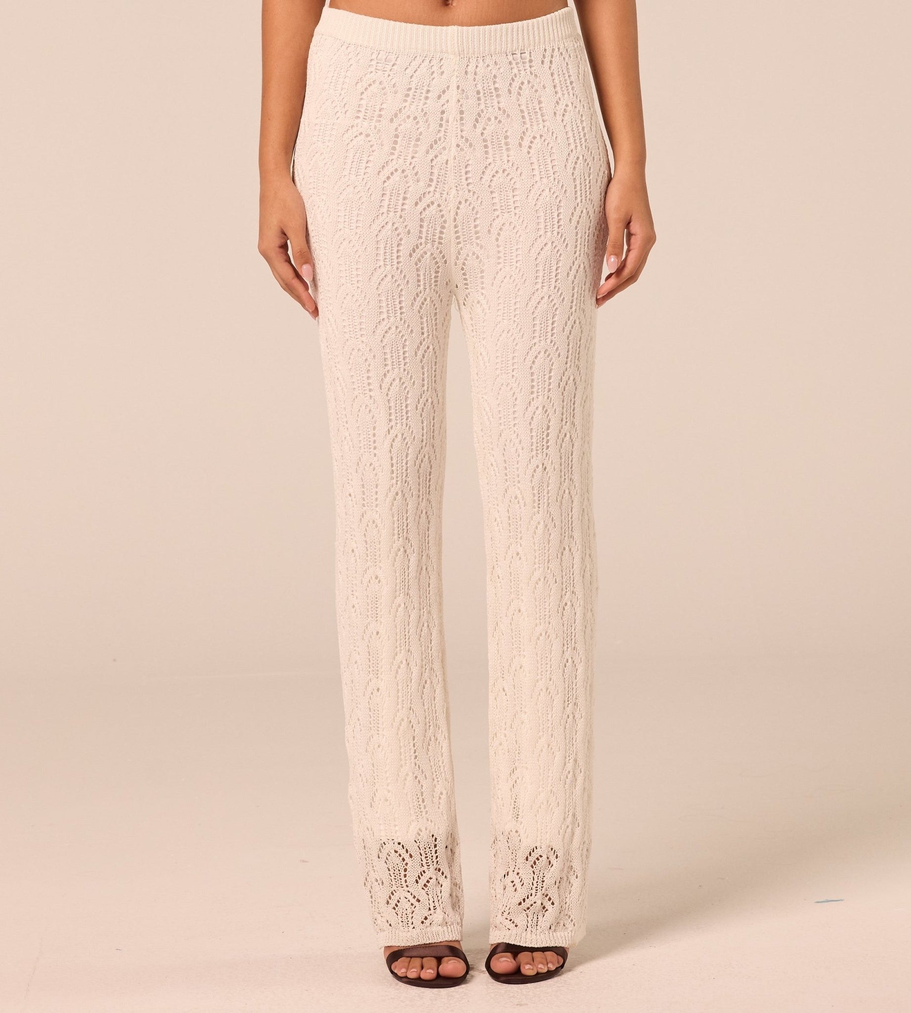 White Knit Flare Pants - shopaleena
