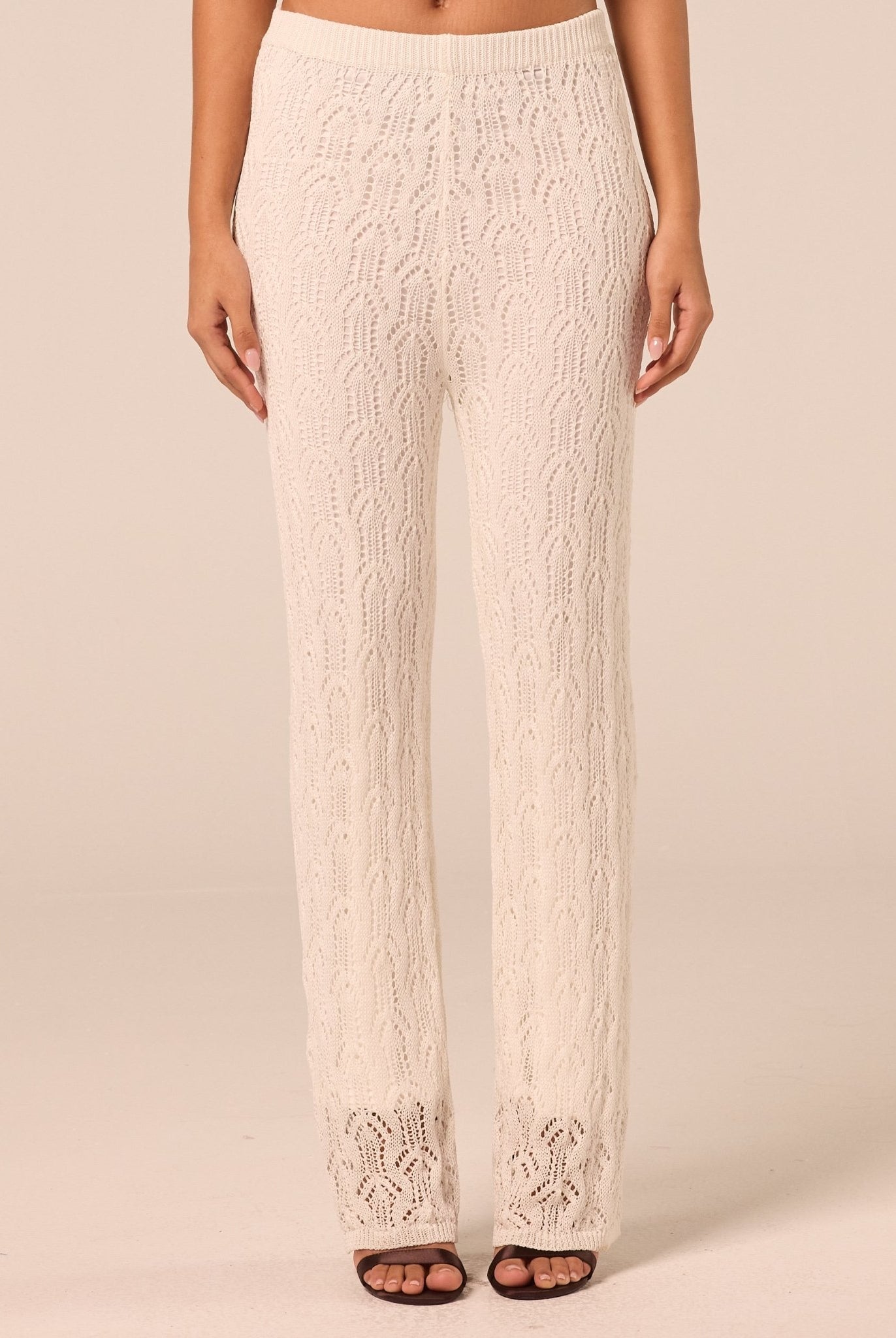 White Knit Flare Pants - shopaleena