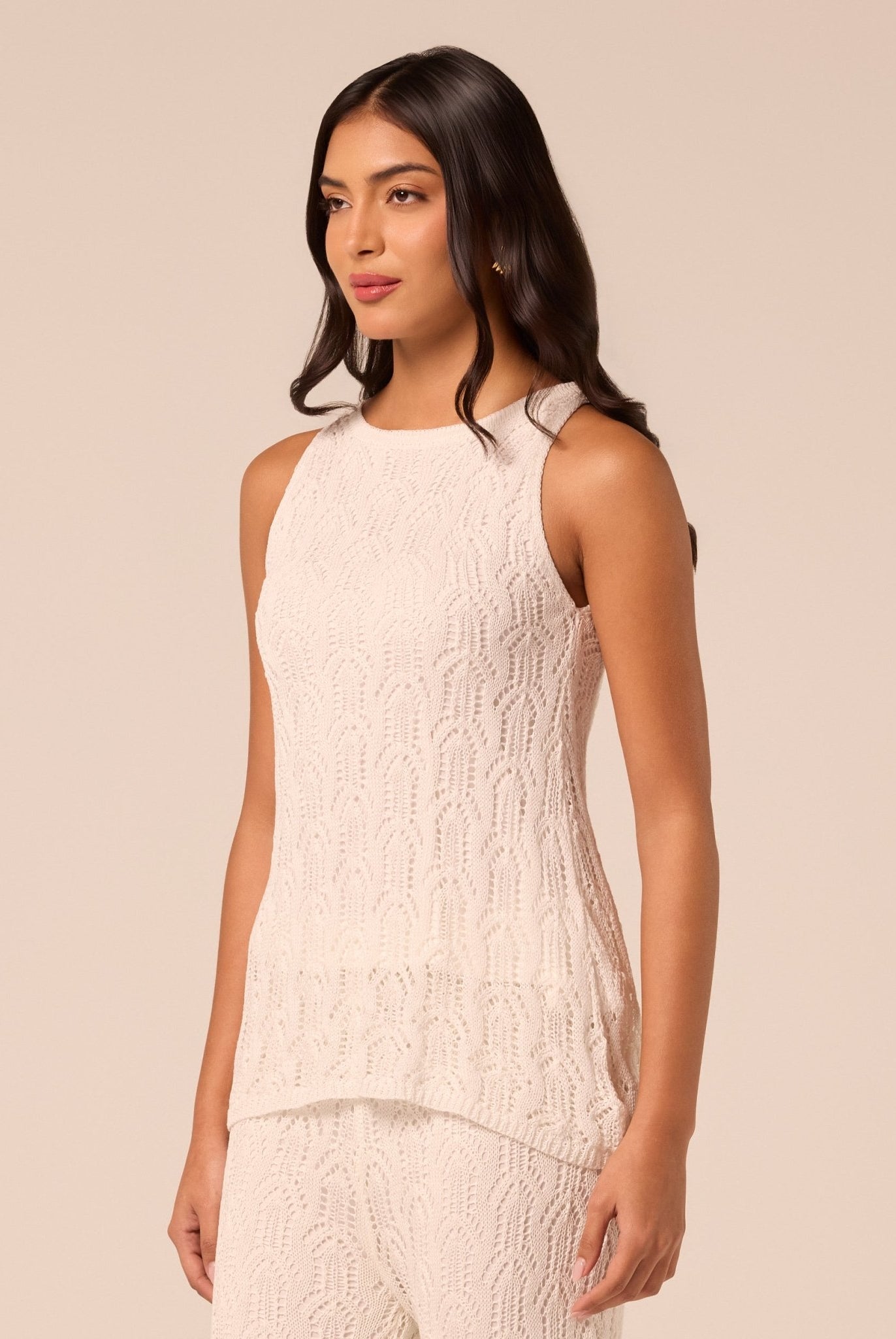 White Knit Sleeveless Top - shopaleena