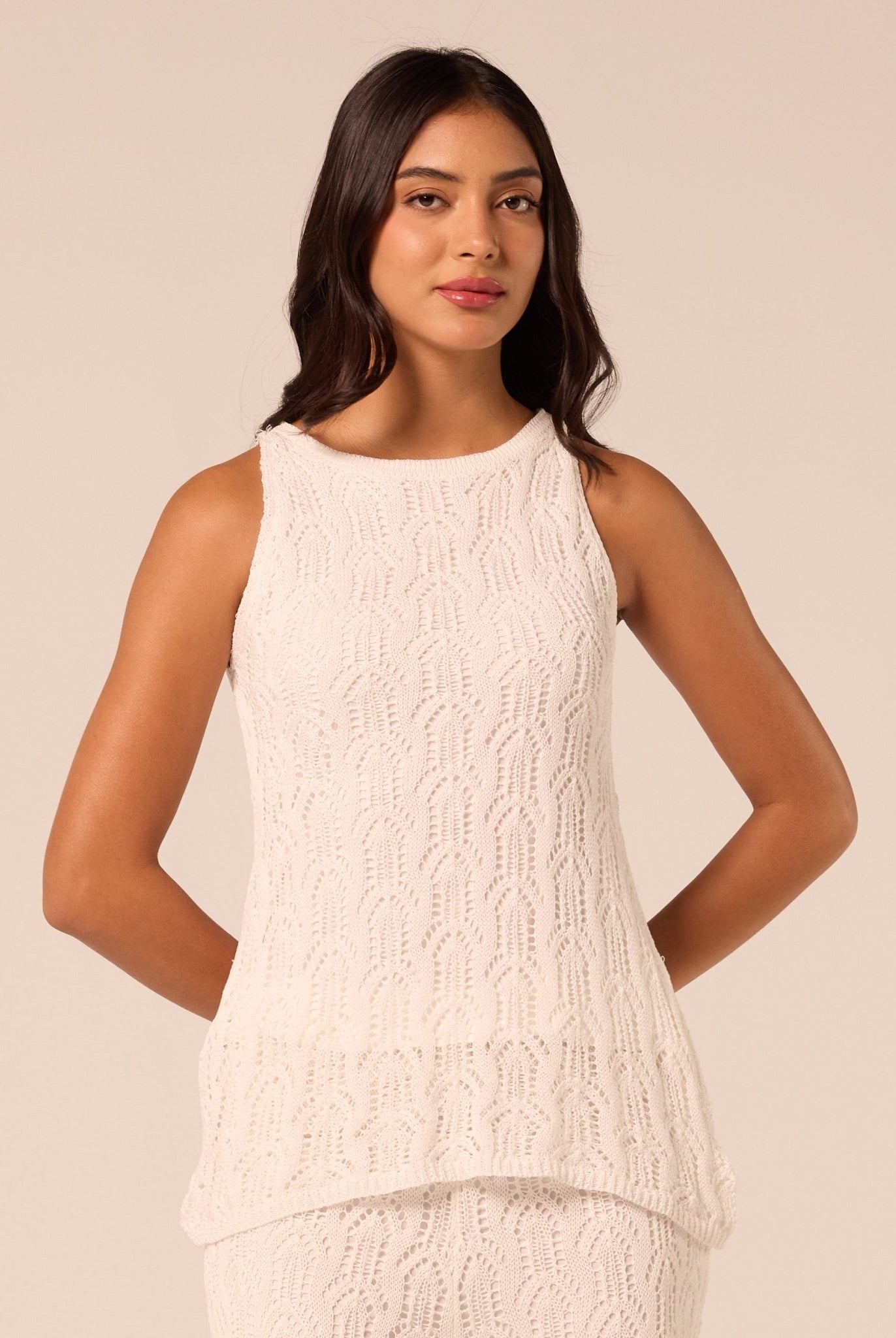 White Knit Sleeveless Top - shopaleena