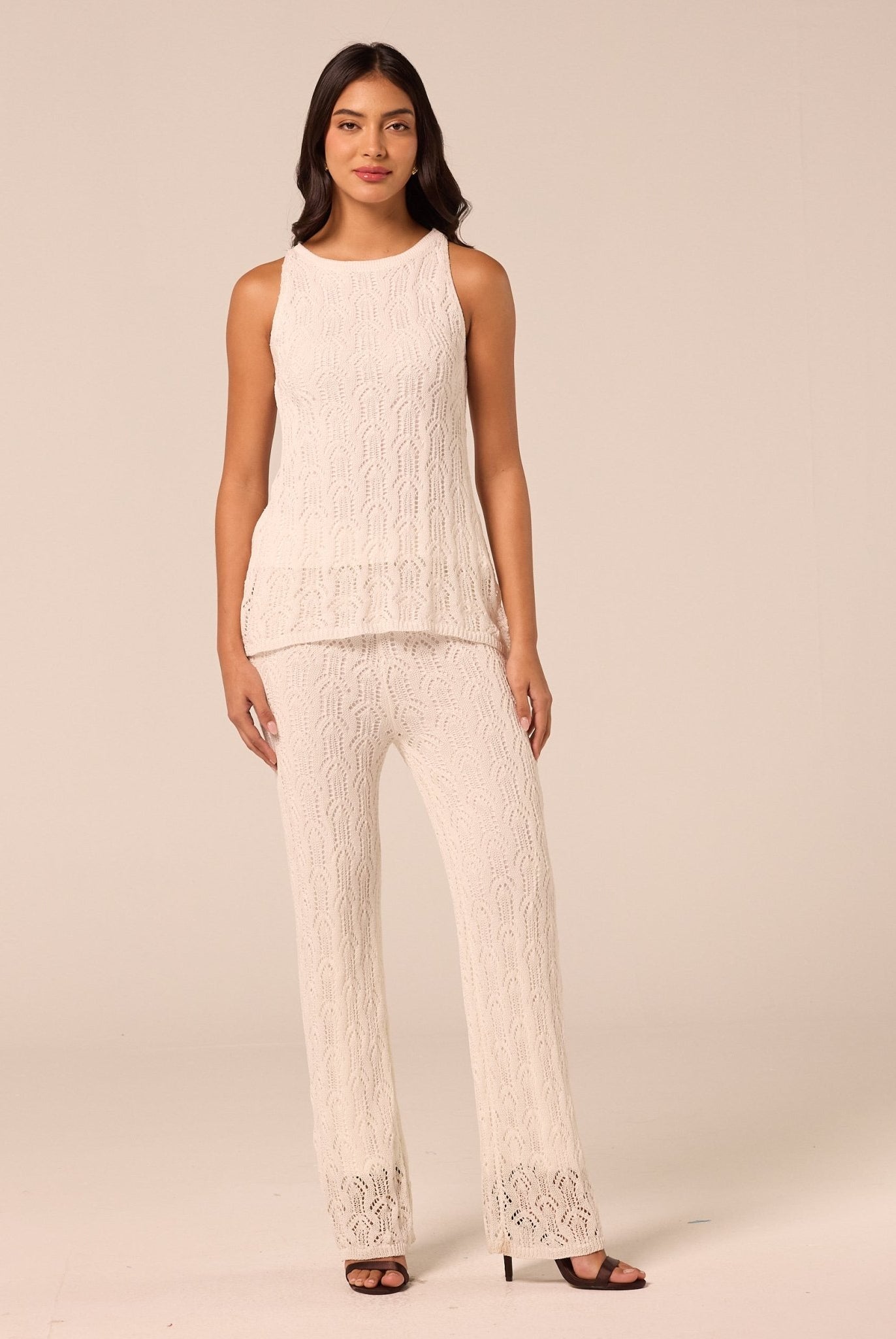 White Knit Sleeveless Top - shopaleena