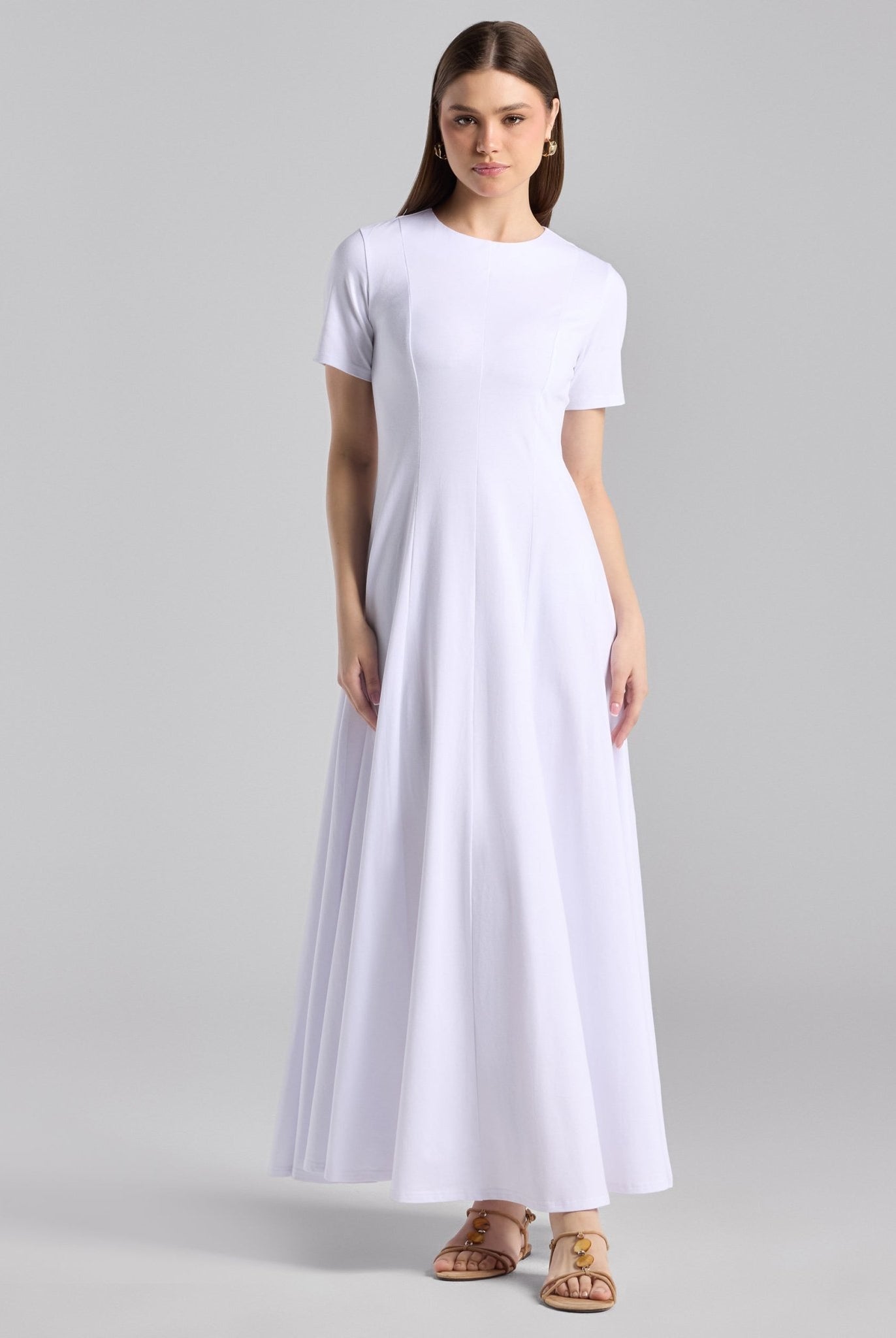 White Knit Under Abaya Dress - shopaleena