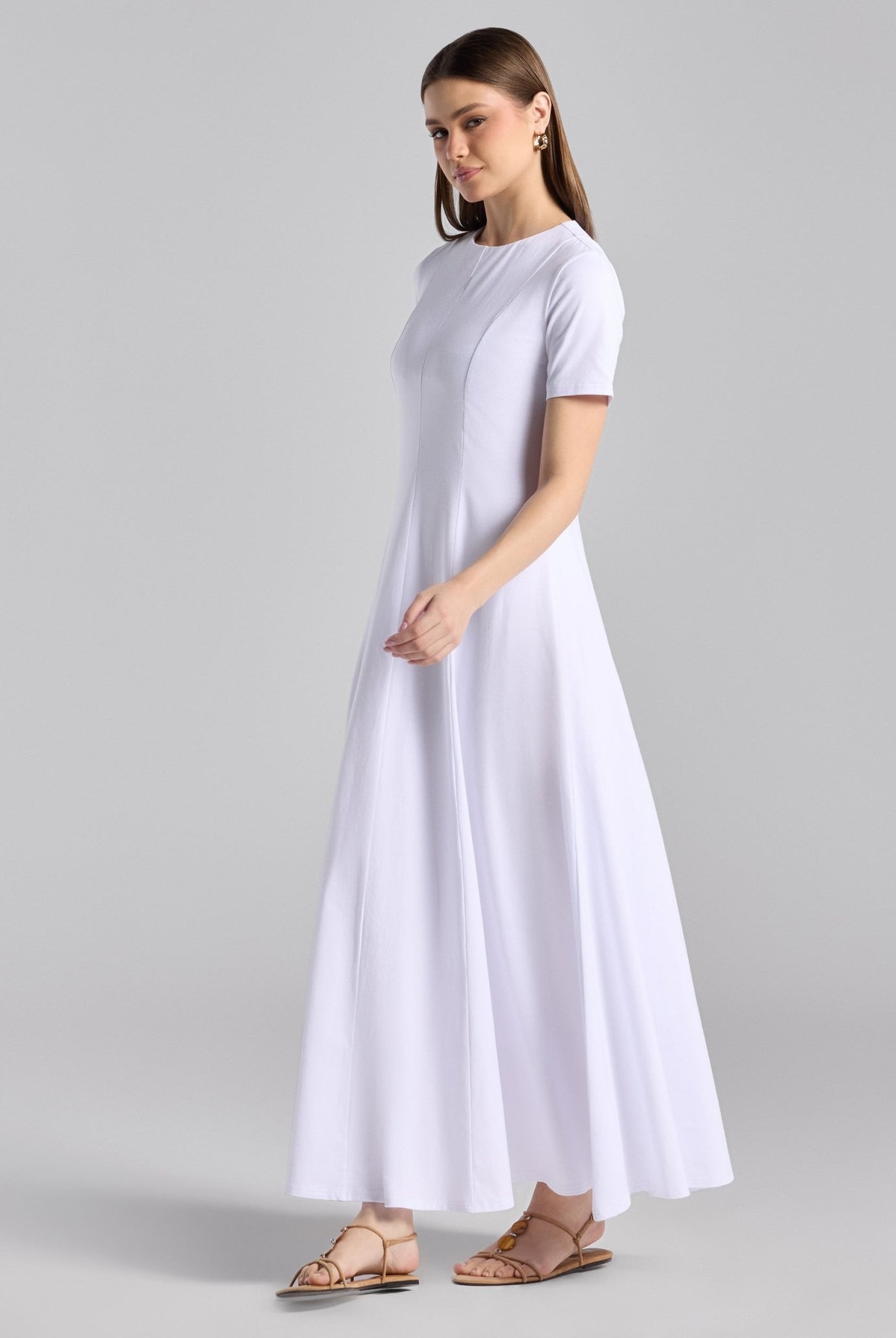 White Knit Under Abaya Dress - shopaleena