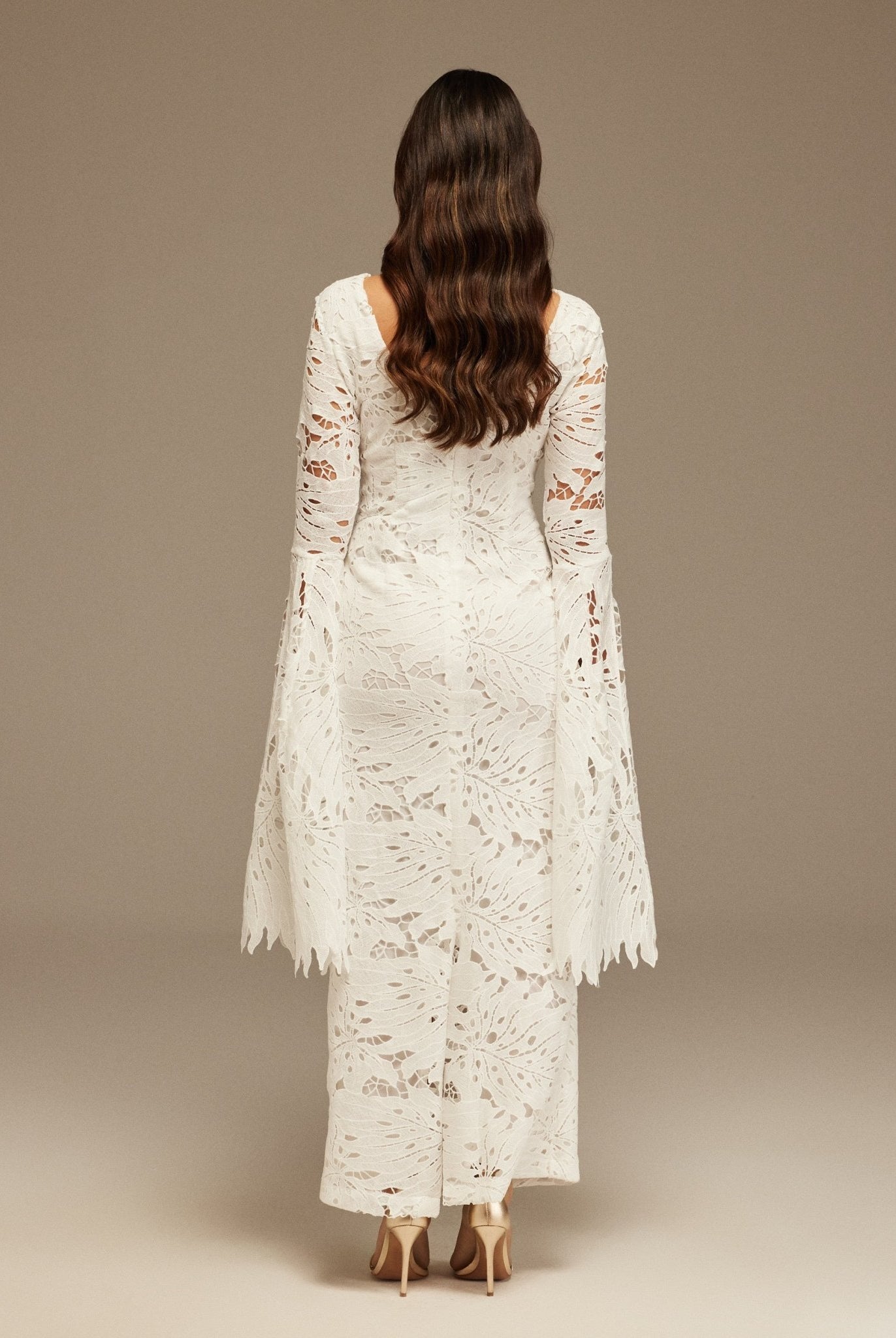 White Lace Long Sleeve Maxi Dress - shopaleena