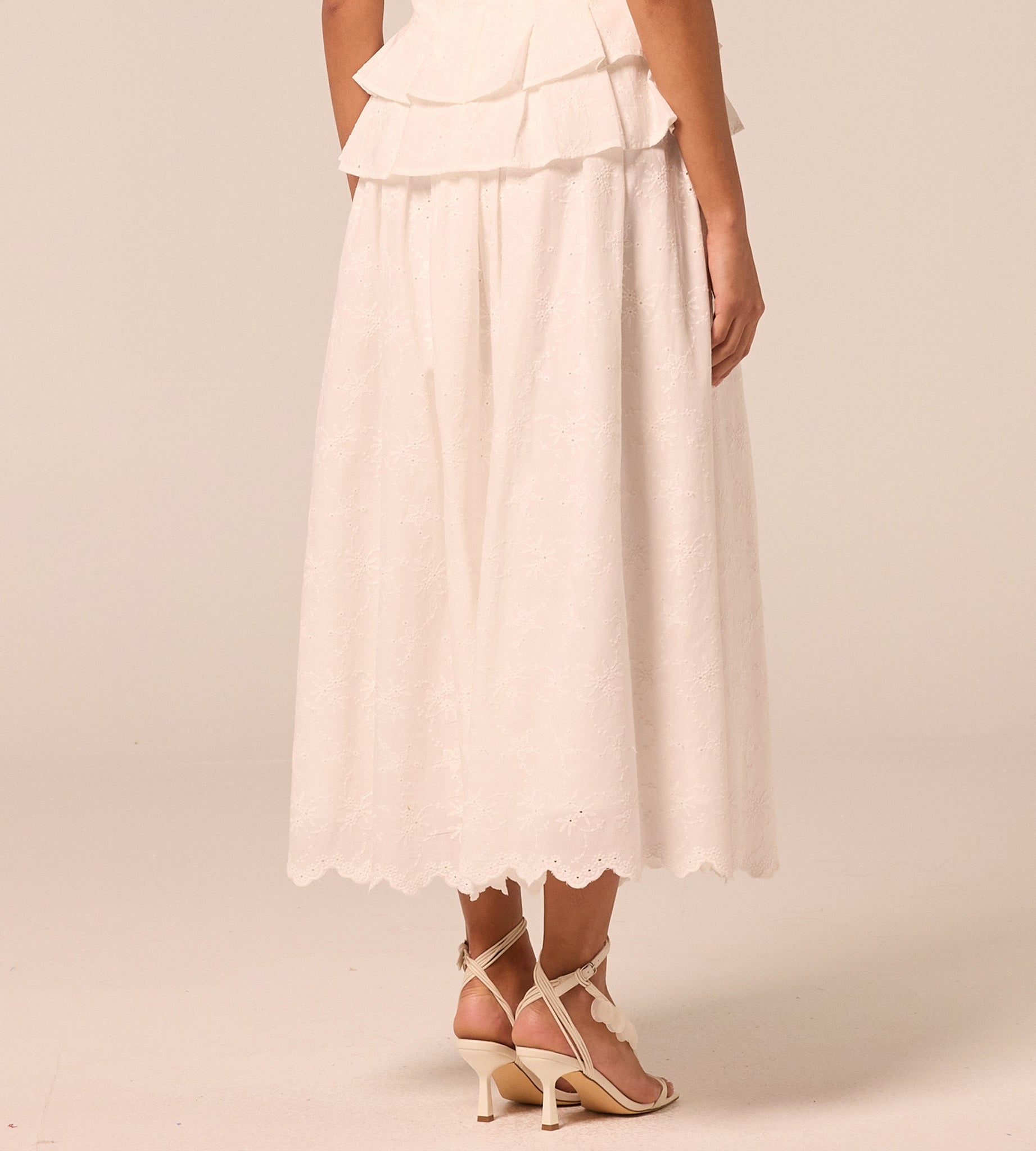 White Lace-Trim Cotton Maxi Skirt - shopaleena