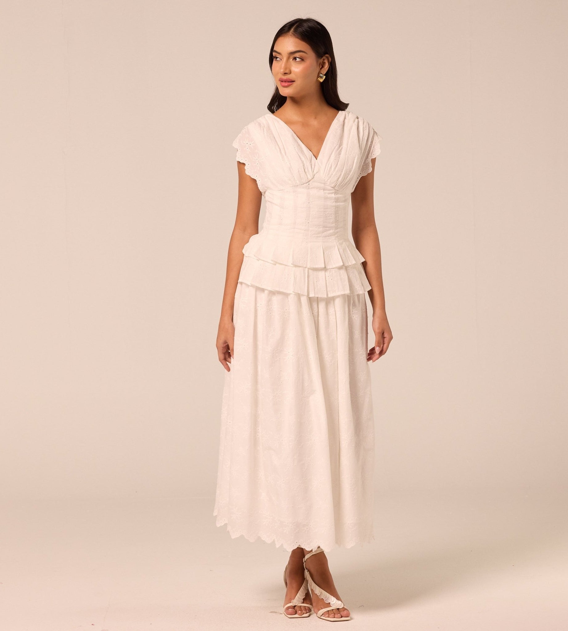 White Lace-Trim Cotton Maxi Skirt - shopaleena