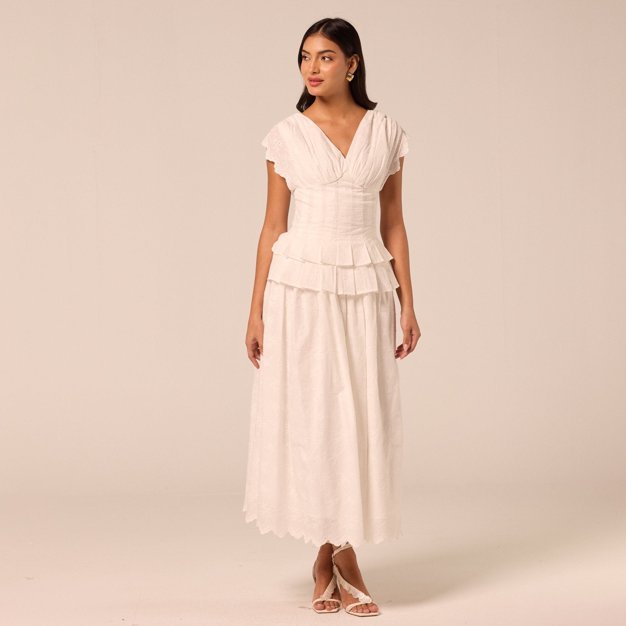 White Lace-Trim Cotton Maxi Skirt - shopaleena
