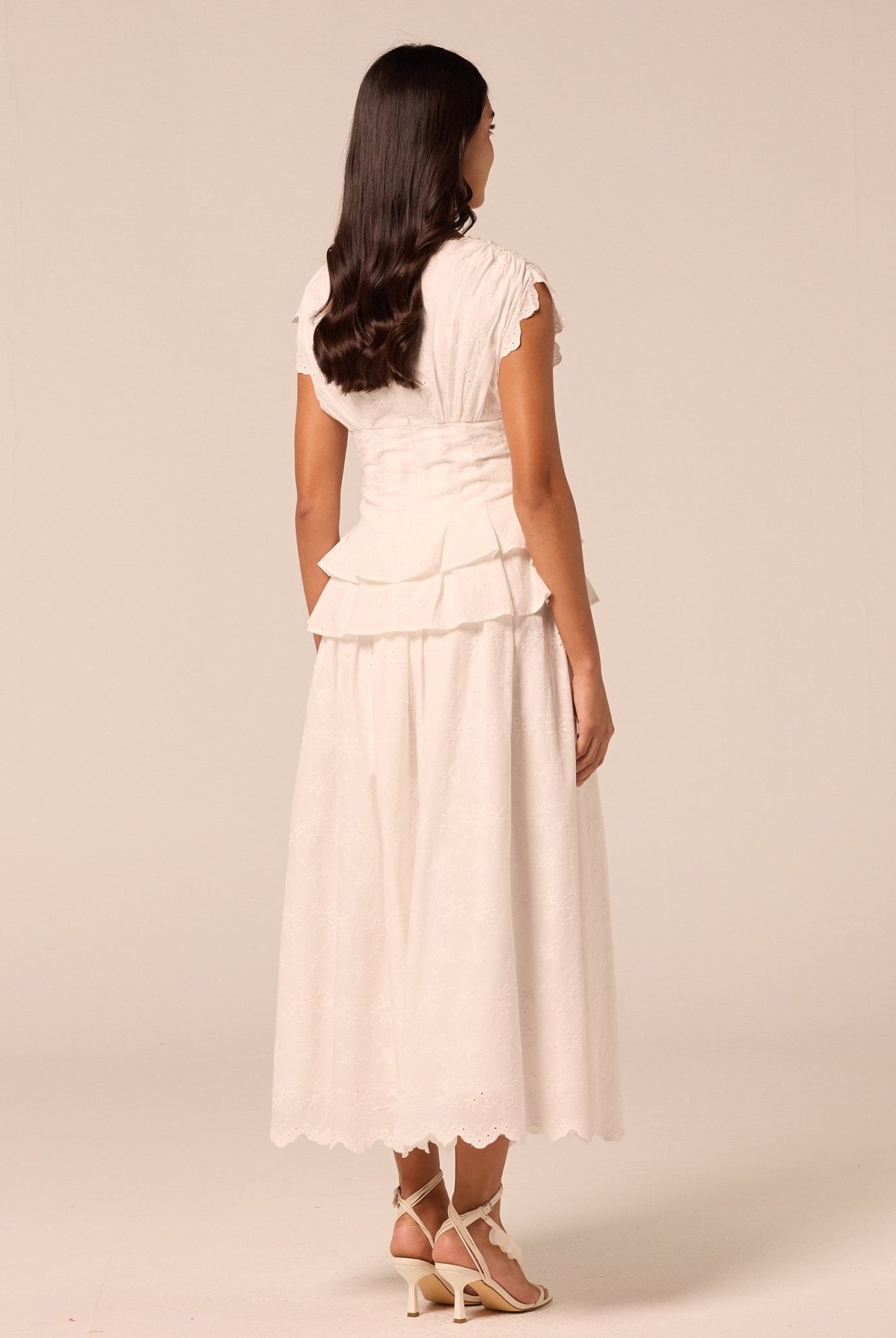 White Lace-Trim Cotton Maxi Skirt - shopaleena