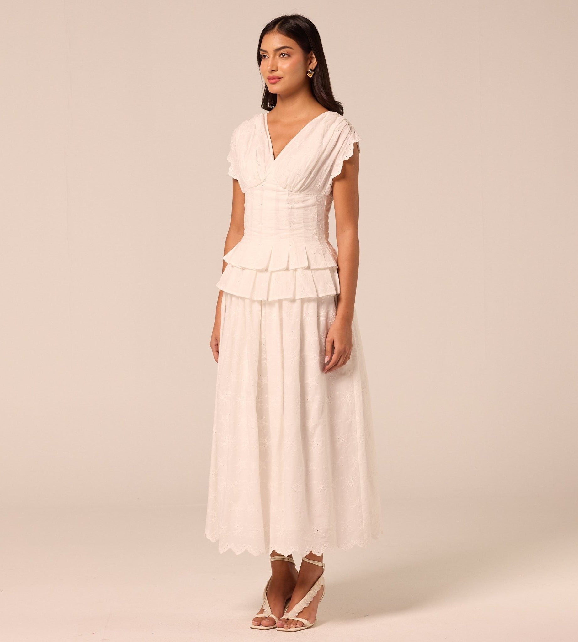 White Lace-Trim Cotton Maxi Skirt - shopaleena