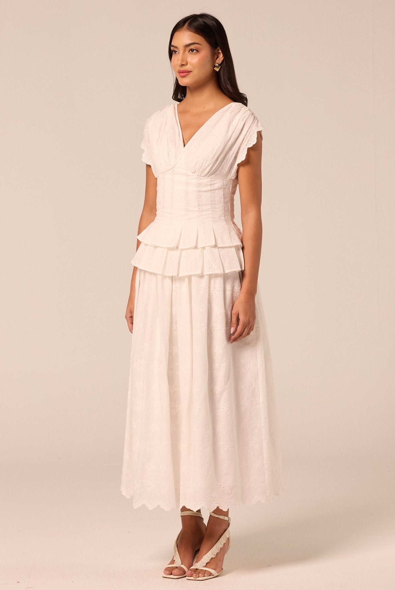 White Lace-Trim Cotton Maxi Skirt - shopaleena