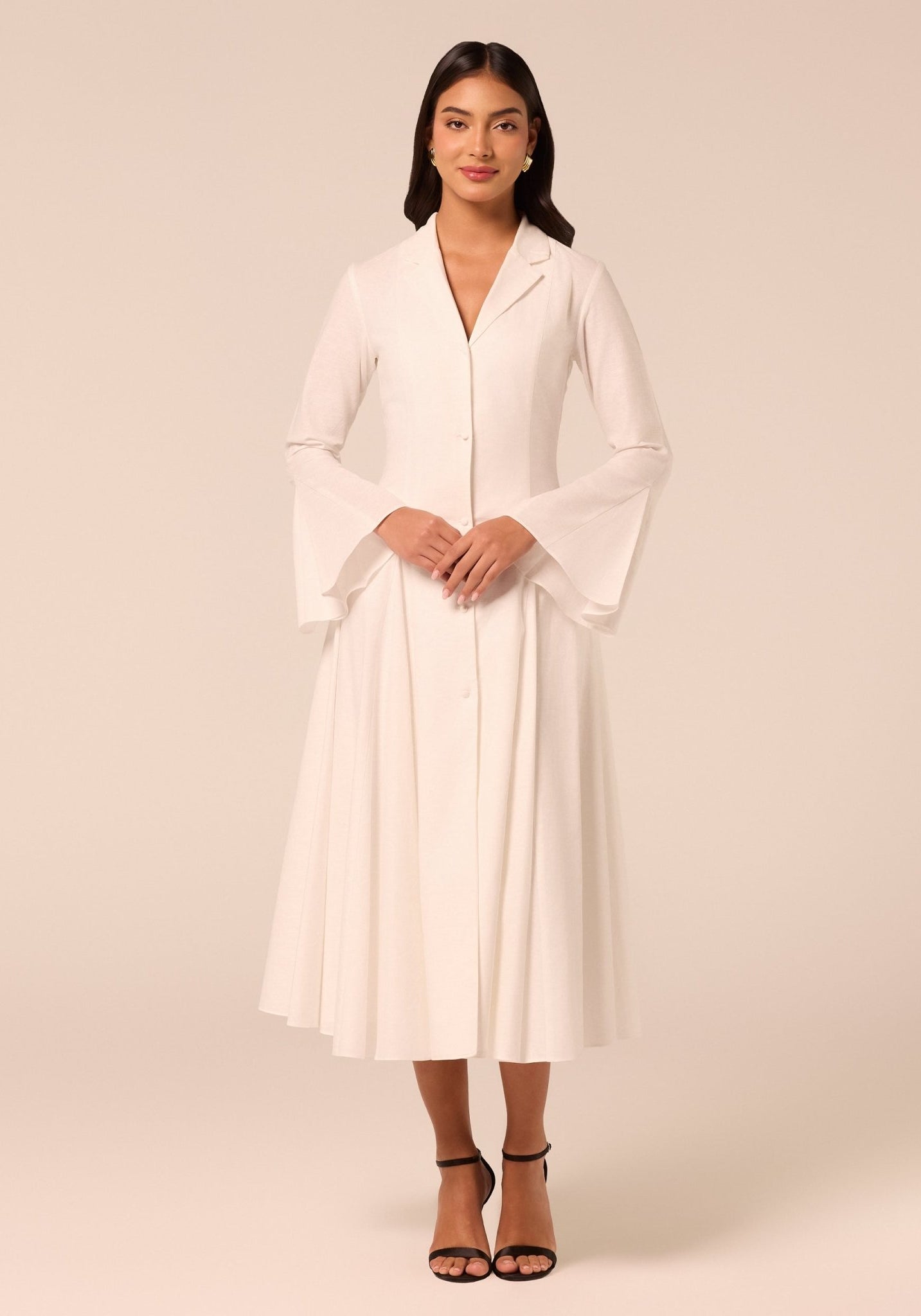 White Linen Midi Shirt Dress - shopaleena