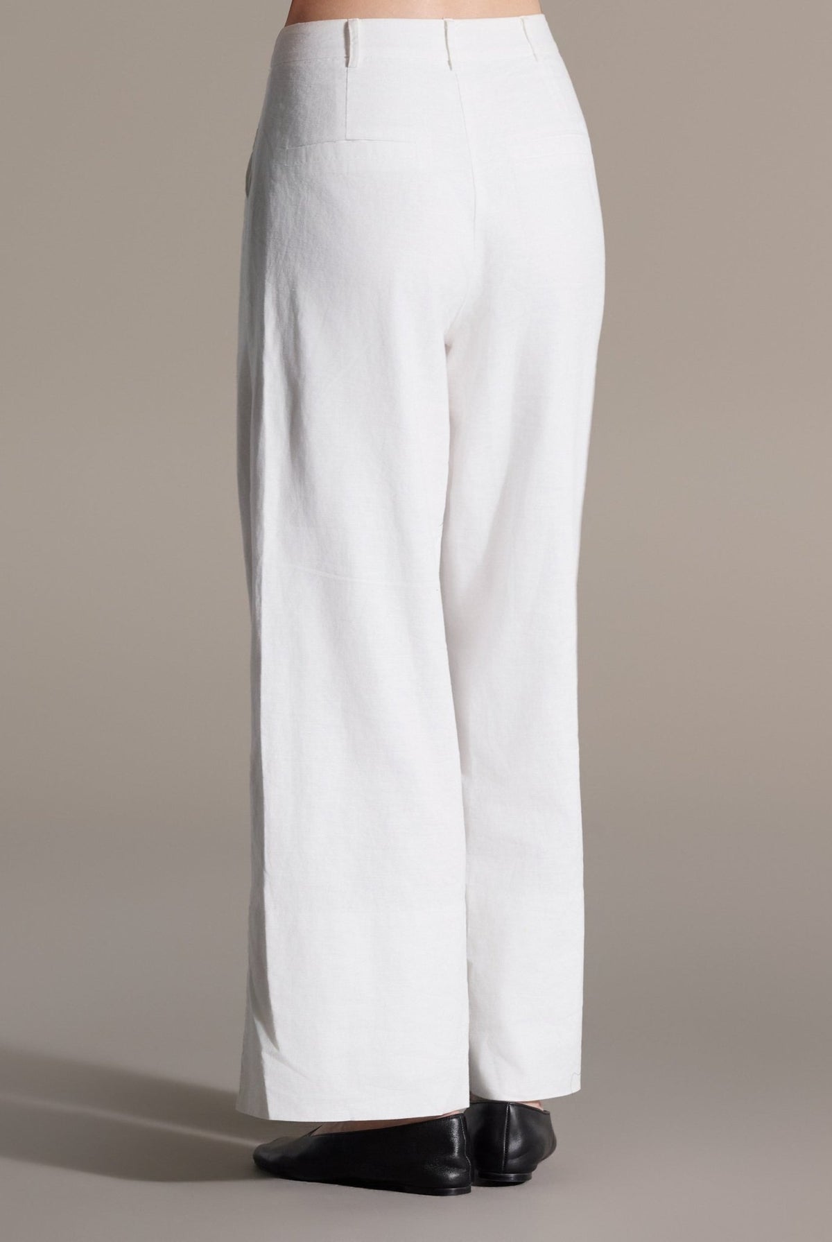 White Linen Straight Leg Pants - shopaleena