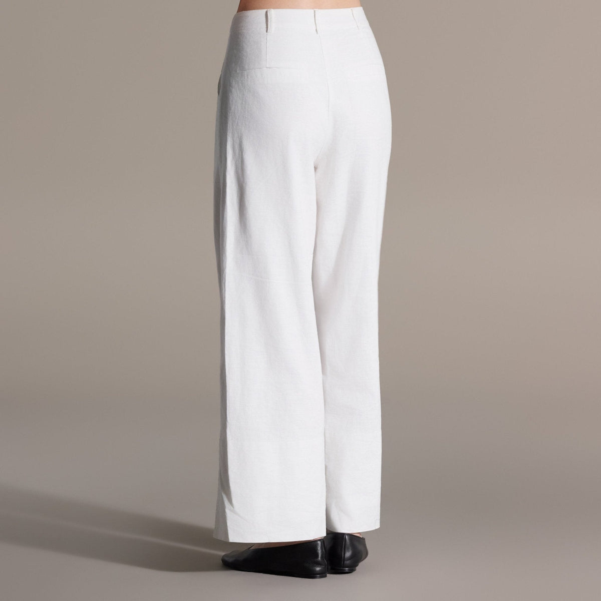White Linen Straight Leg Pants - shopaleena