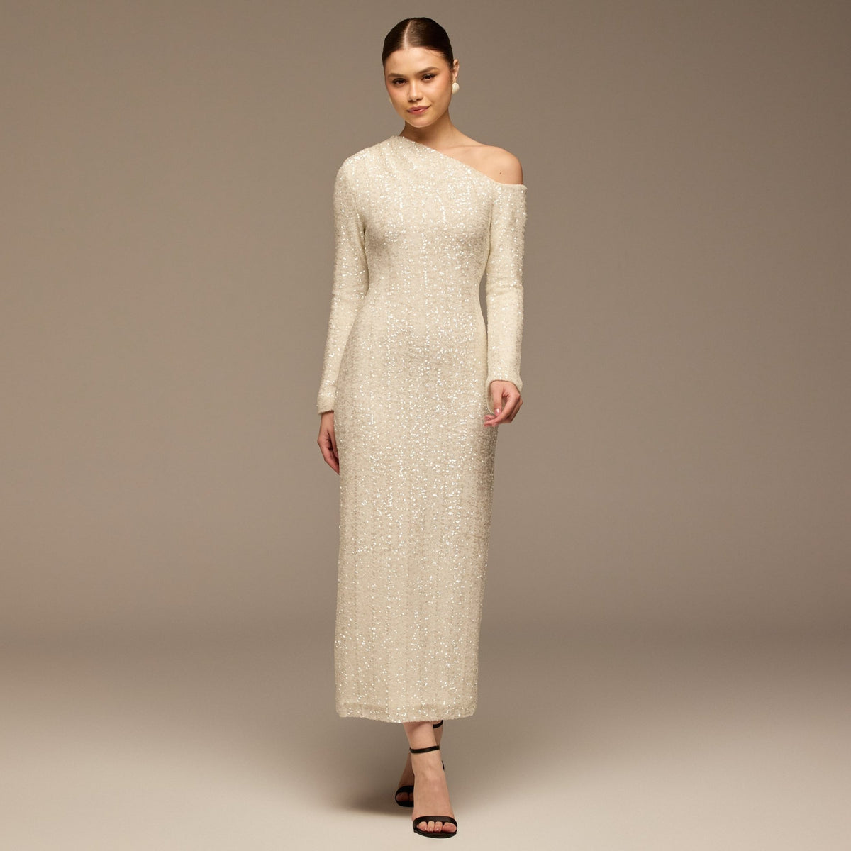 long sleeve formal sequin dress White Long-Sleeve Maxi – shopaleena Everyday Bottoms