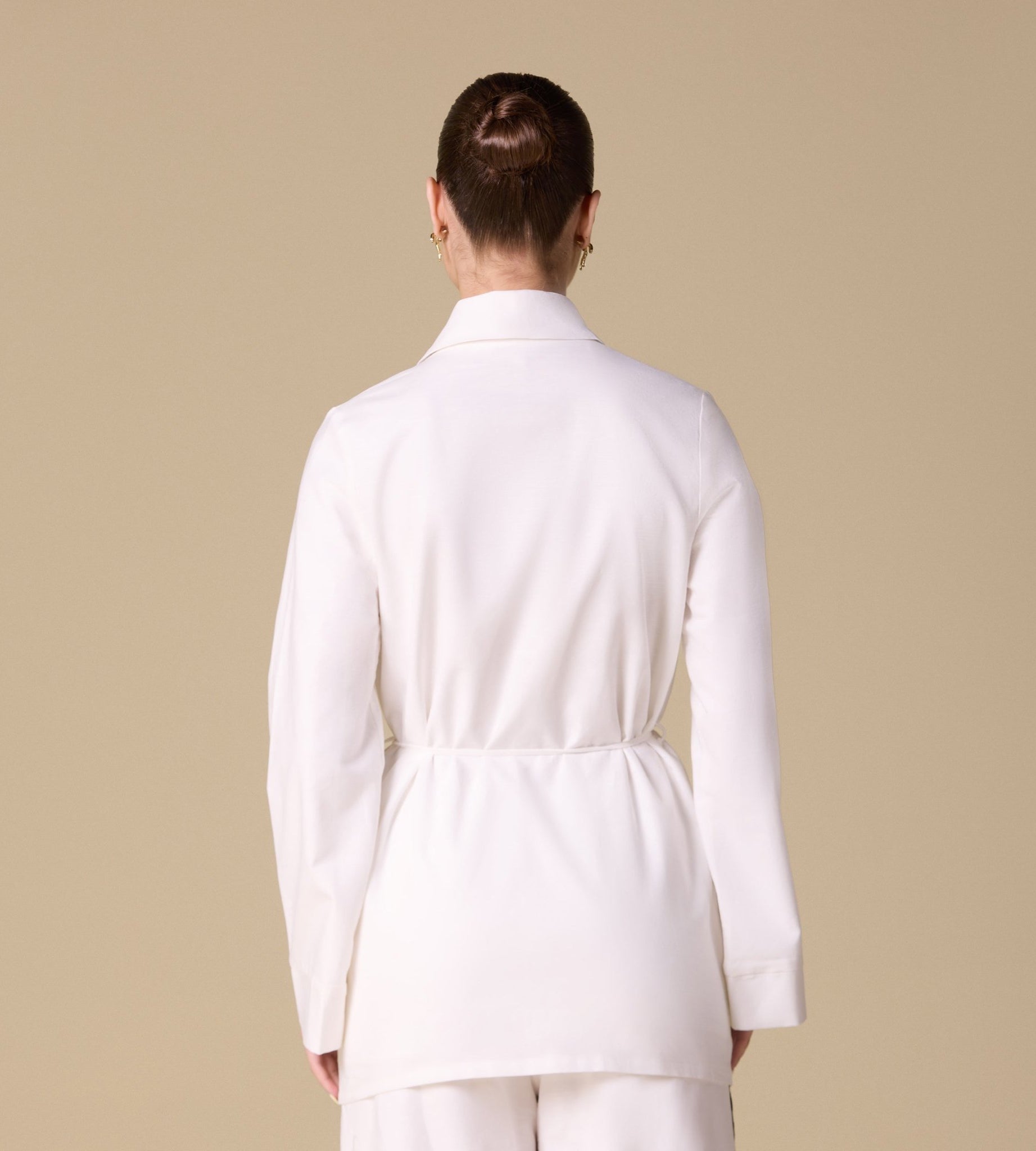 White Long wide sleeves Wrapped Top - shopaleena