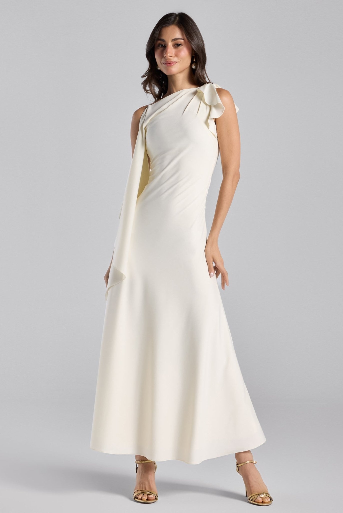 White Low Waist Satin Maxi Dress - shopaleena