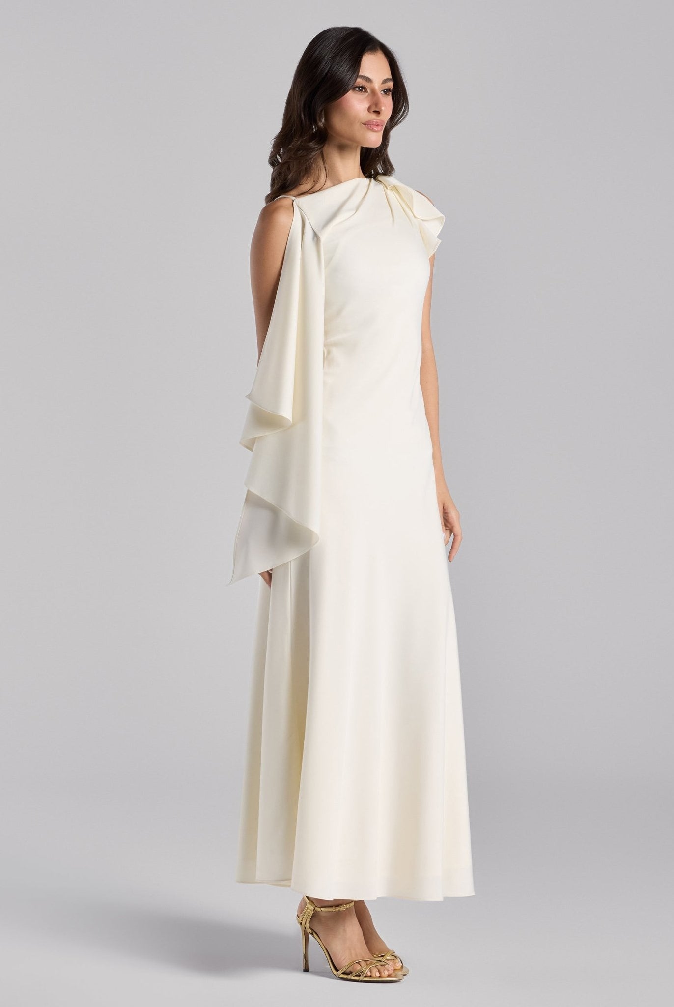 White Low Waist Satin Maxi Dress - shopaleena