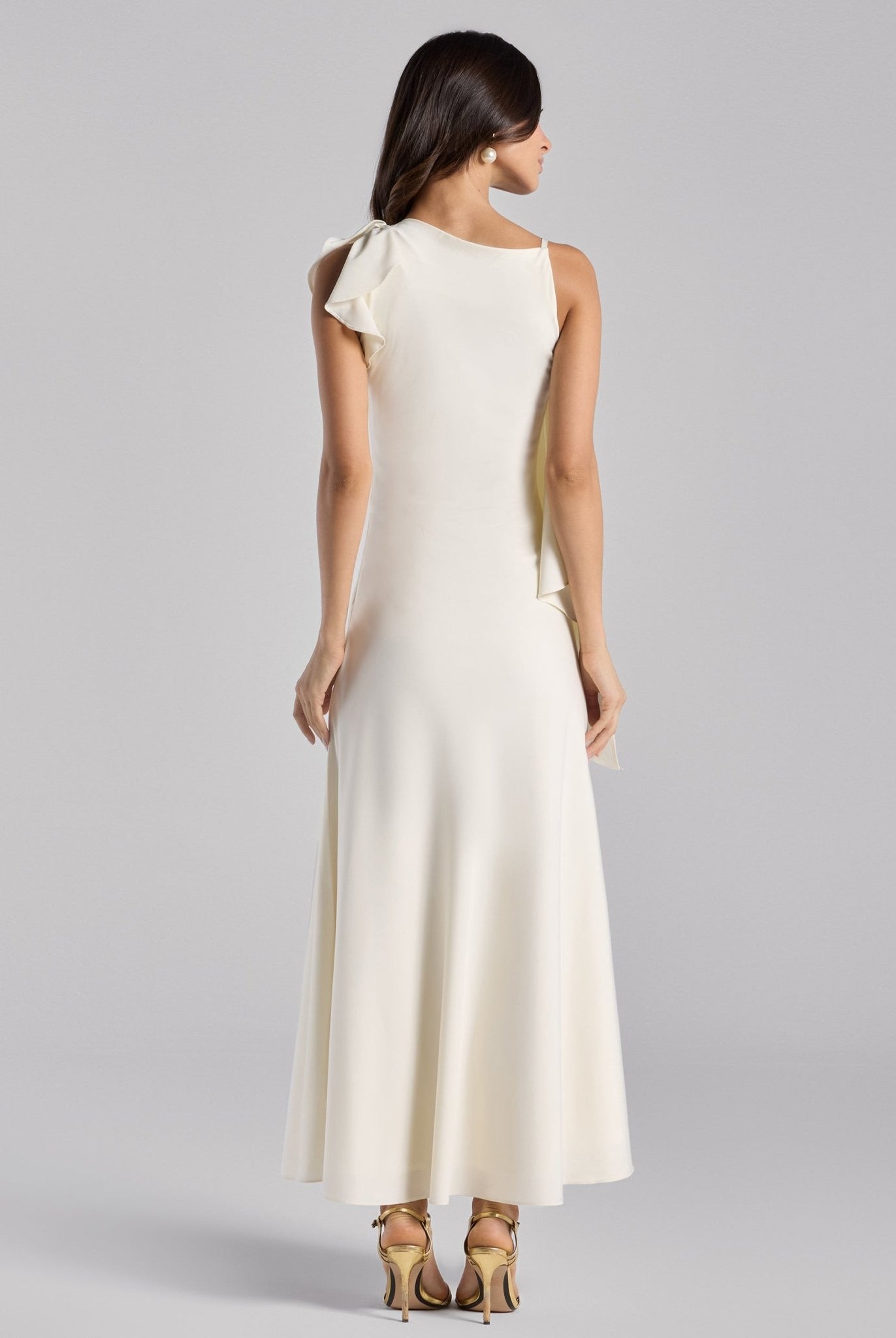 White Low Waist Satin Maxi Dress - shopaleena