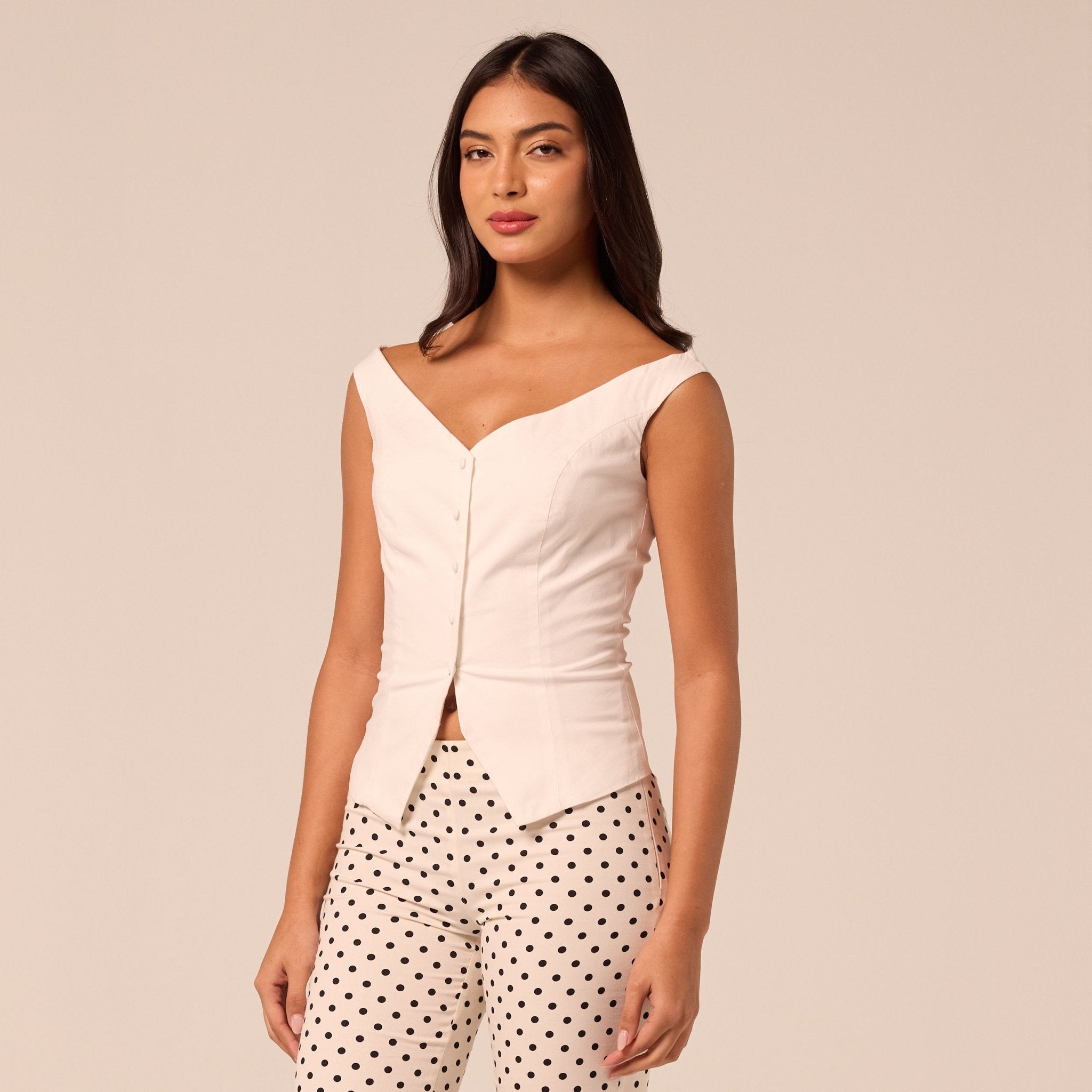 White Off Shoulder Button Top - shopaleena