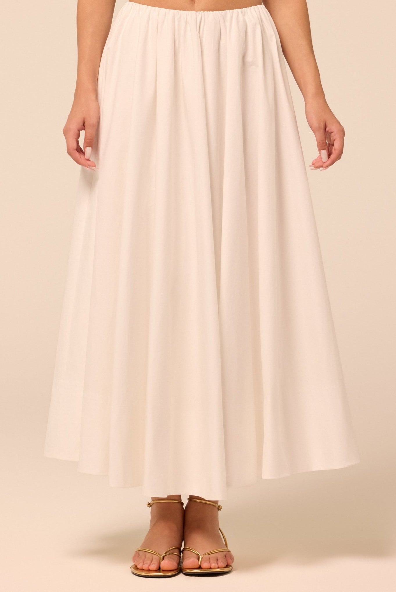 White Poplin Maxi Skirt - shopaleena