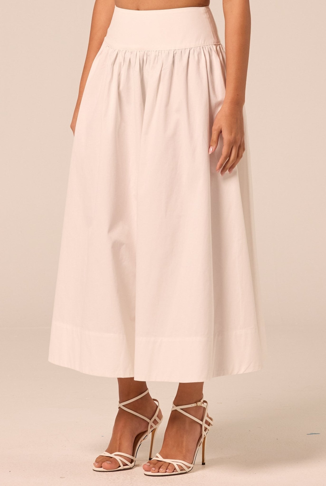 White Poplin Maxi Skirt - shopaleena