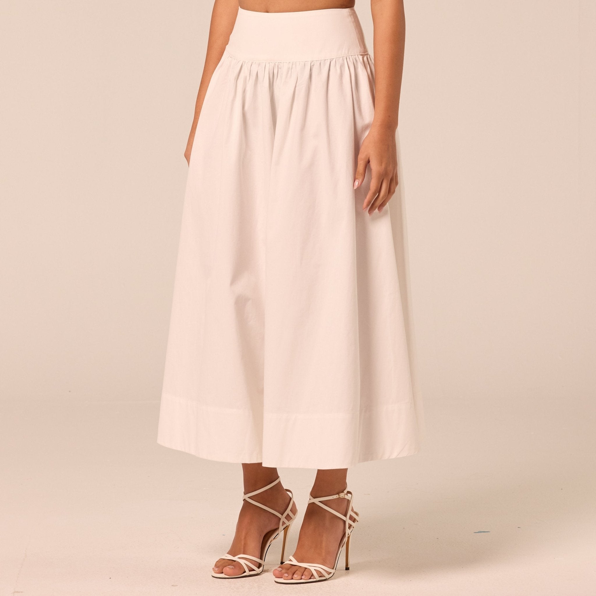 White Poplin Maxi Skirt - shopaleena