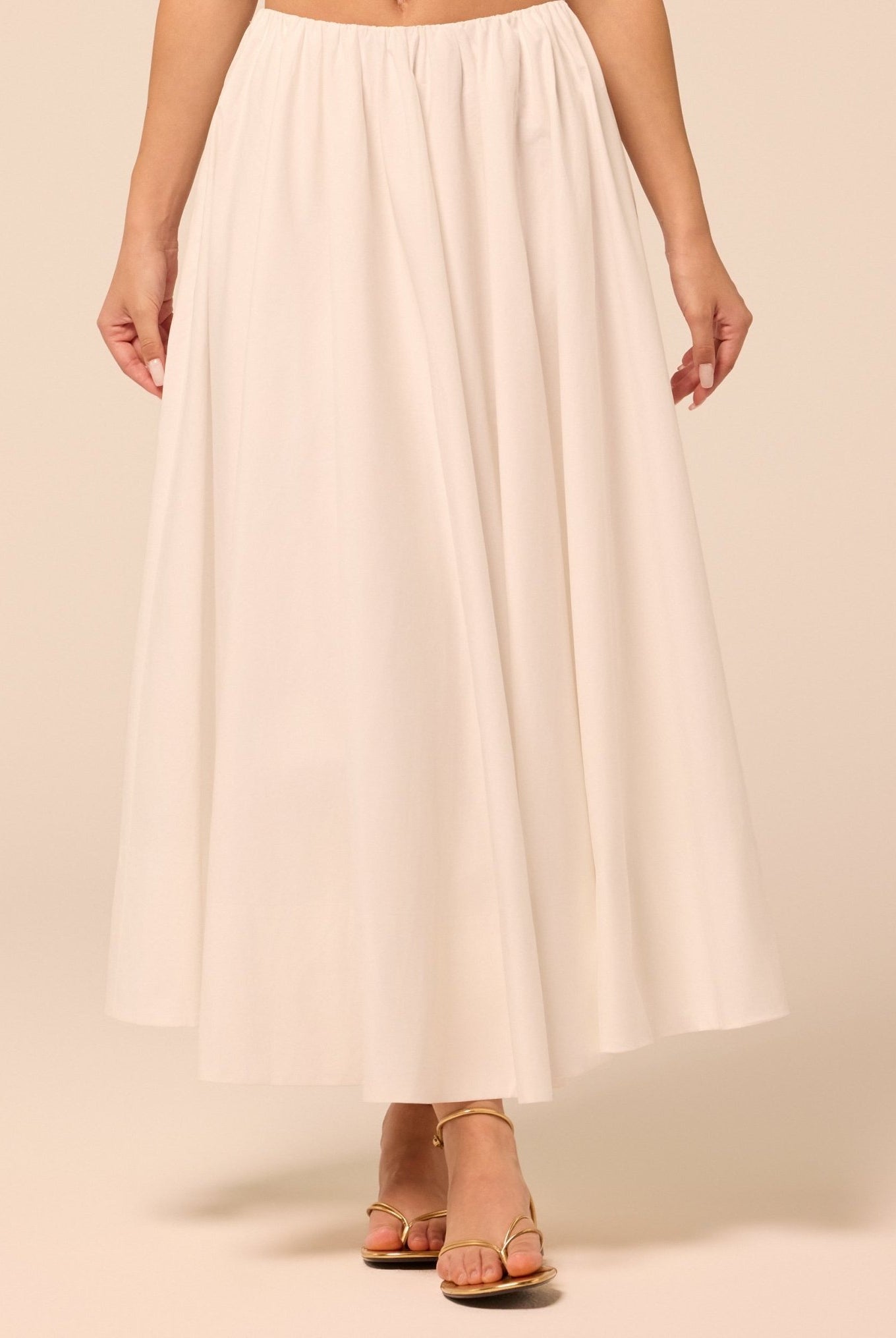 White Poplin Maxi Skirt - shopaleena