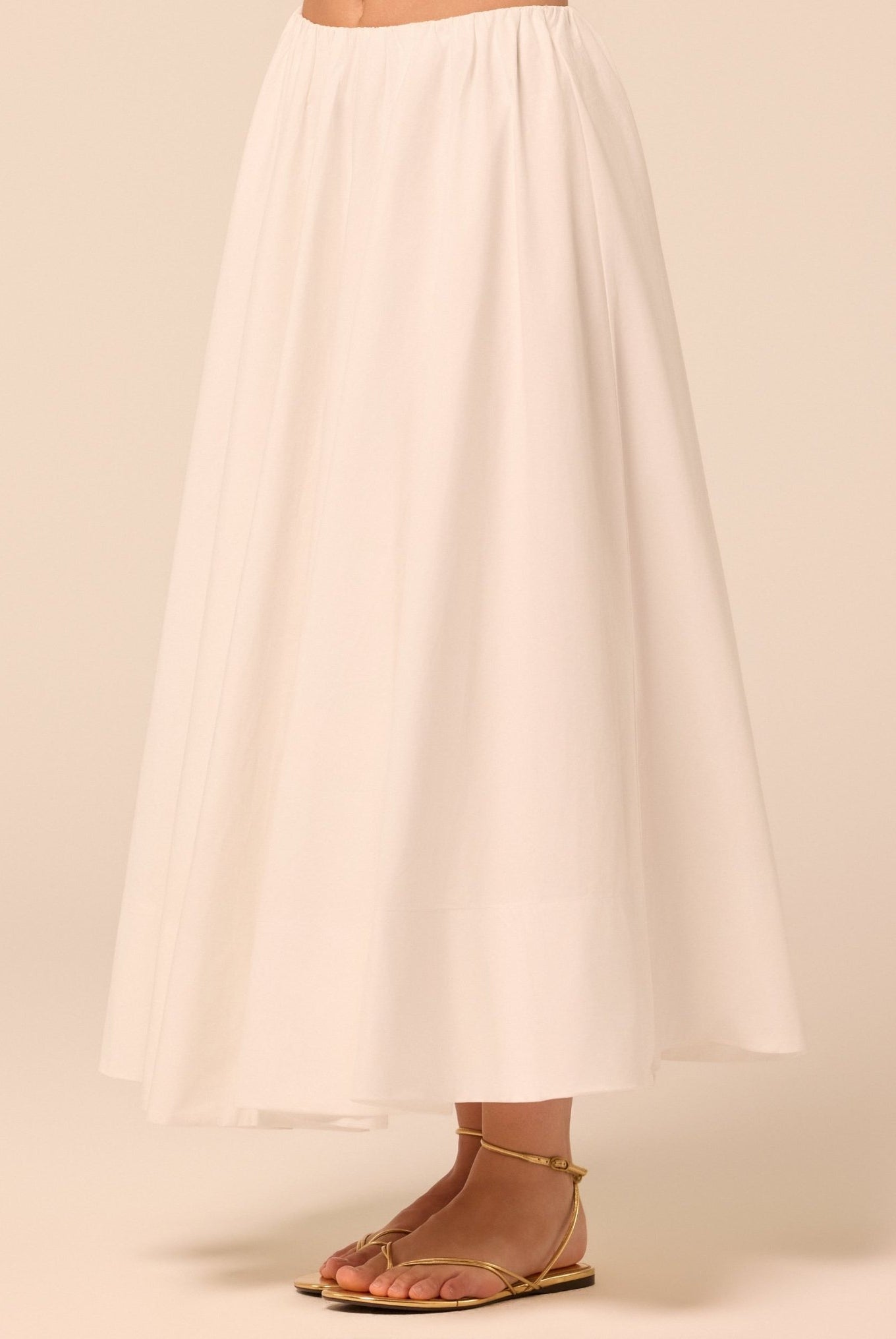White Poplin Maxi Skirt - shopaleena