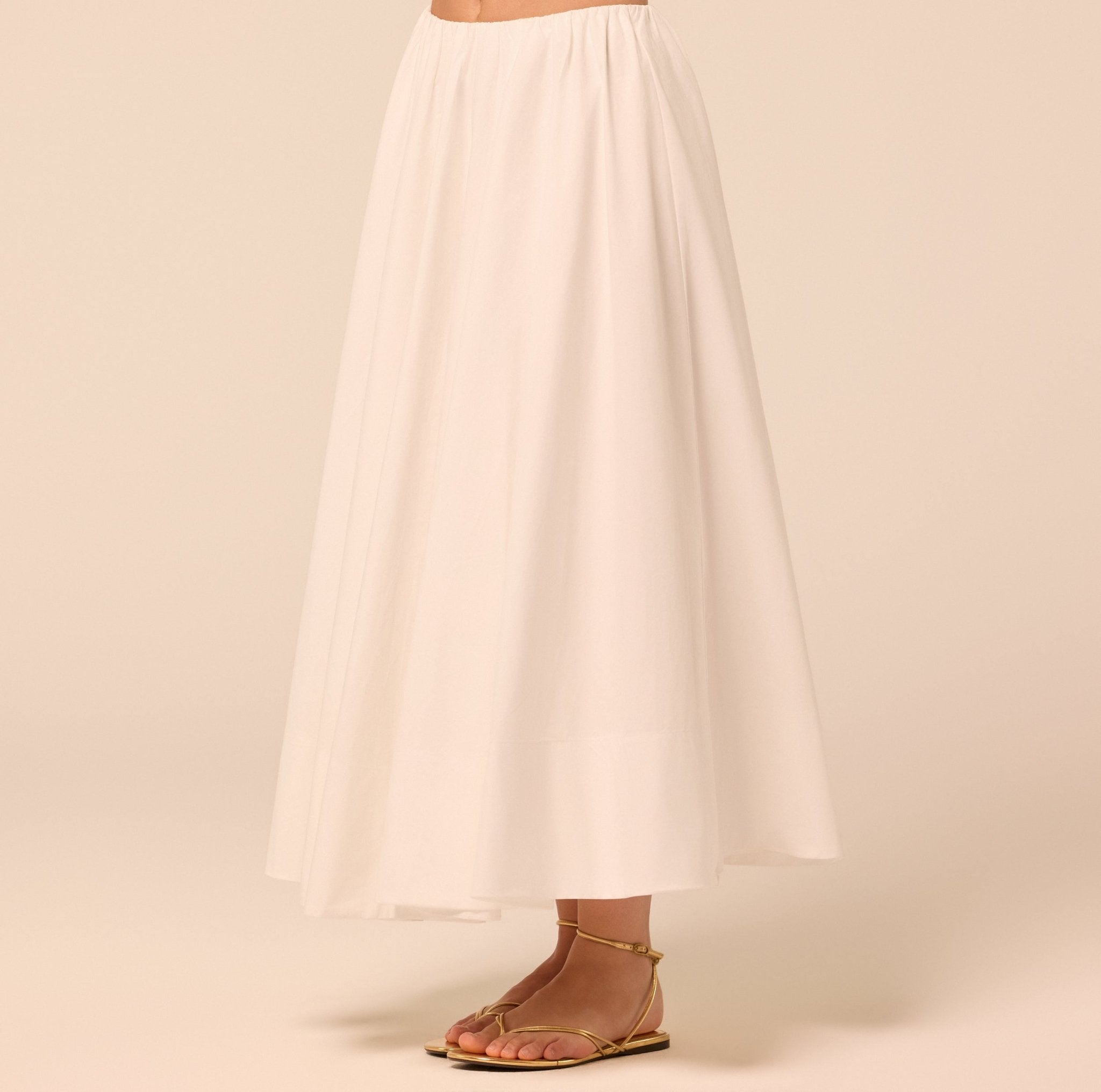 White Poplin Maxi Skirt - shopaleena