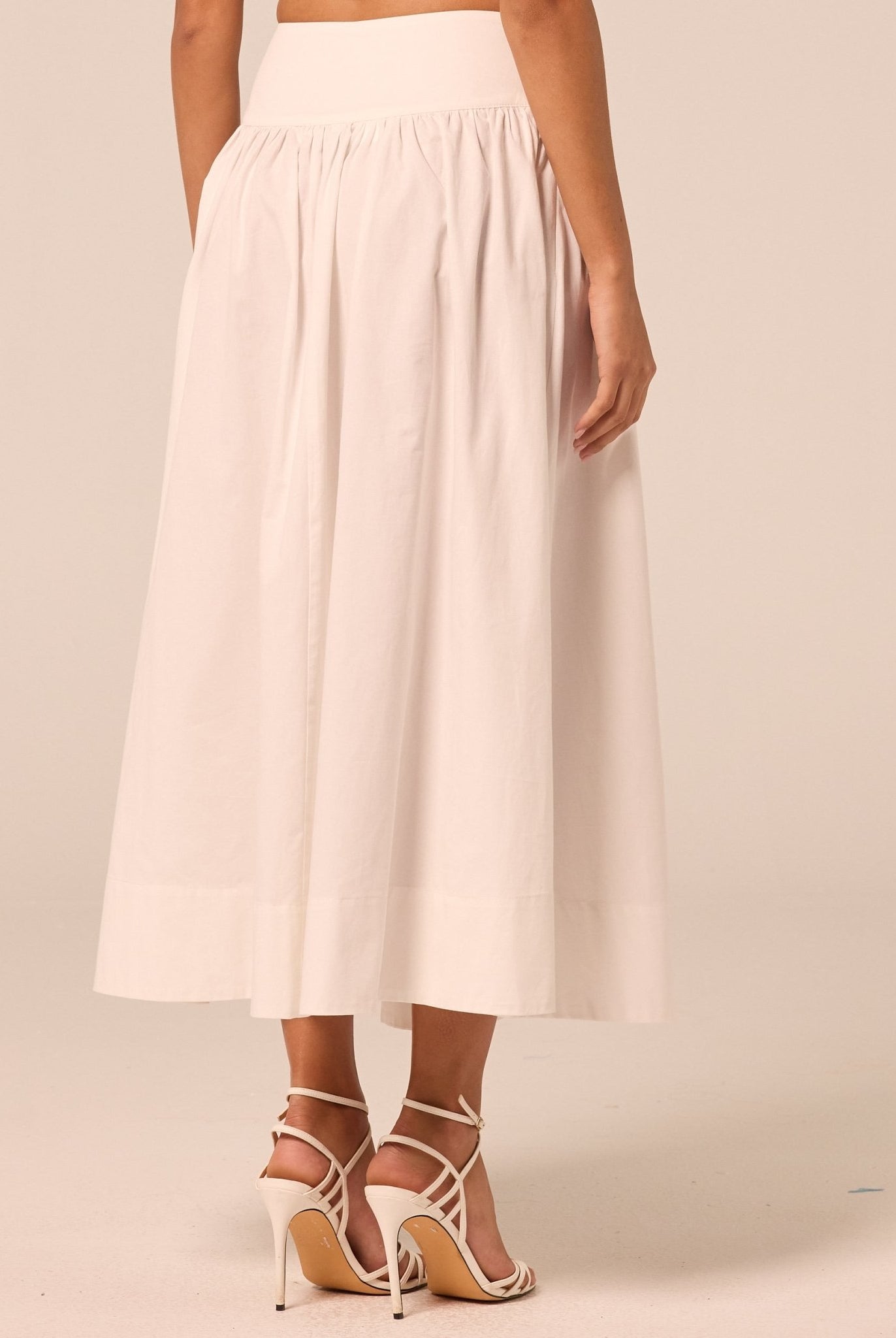 White Poplin Maxi Skirt - shopaleena