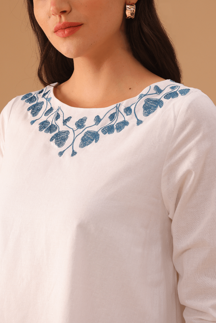 White Remie Dress with A - Line Skirt - shopaleena